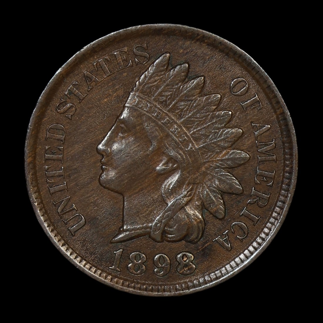 1898 Indian Head Cent Penny AU Woody! (1 of 2)