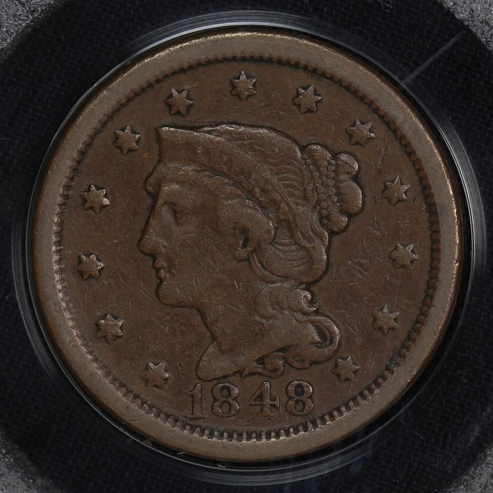 1848 Large Cent Braided Hair XF (1 of 4)