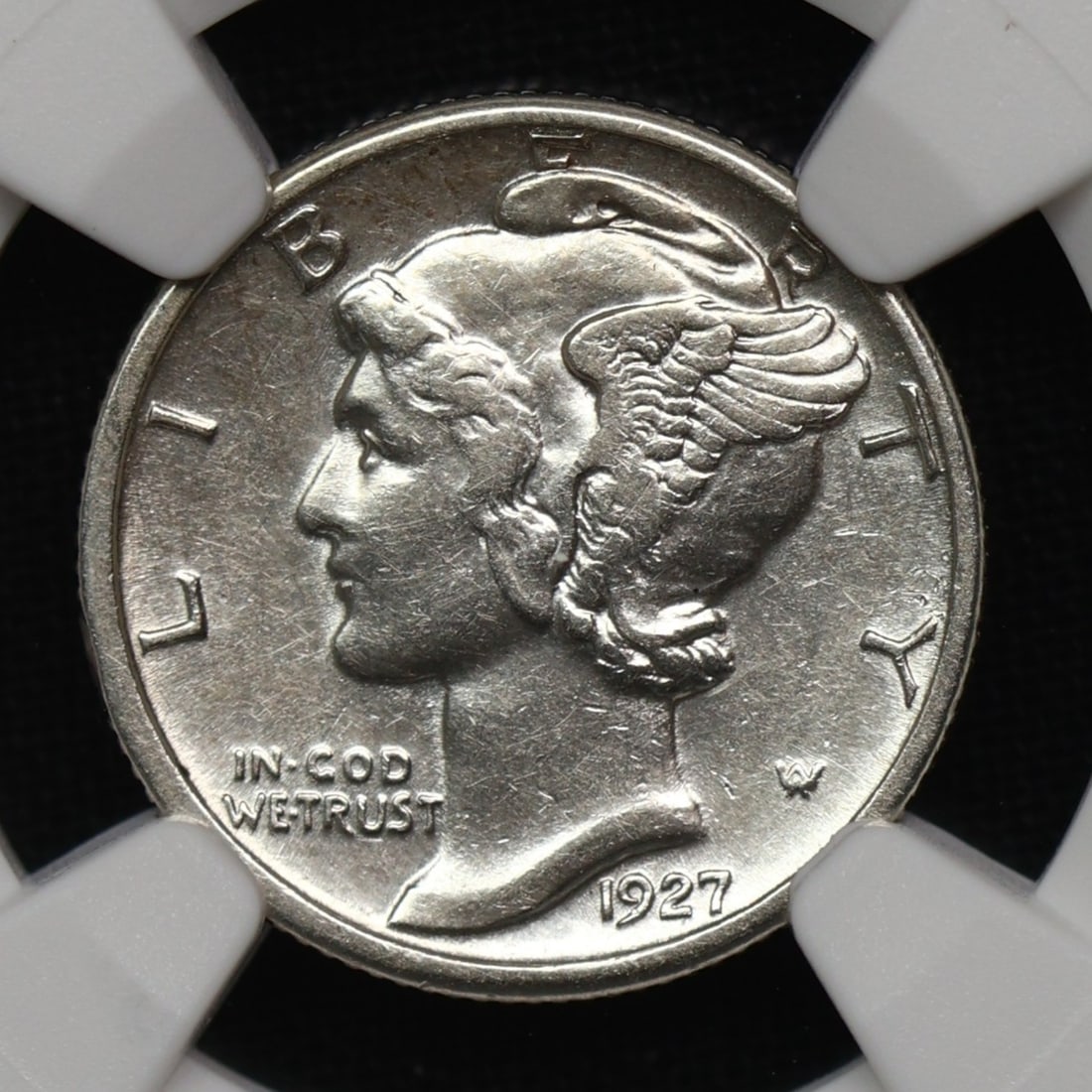 1927 D Mercury Silver Dime NGC AU Dtls Better Date: 1927 D Mercury Silver Dime NGC AU Dtls Better Date