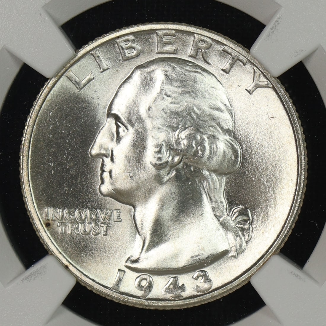 1943 S Washington Silver Quarter NGC MS-66: 1943 S Washington Silver Quarter NGC MS-66