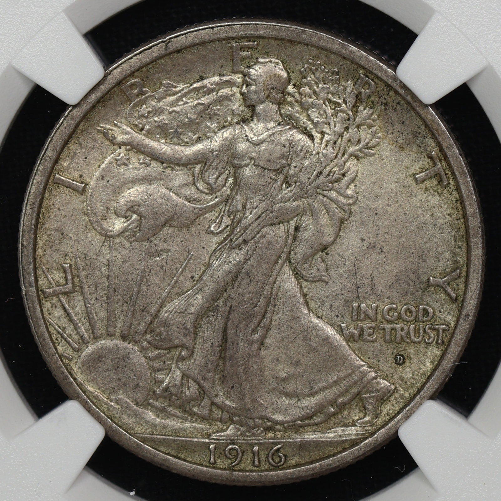 1916 D Walking Liberty Half Dollar NGC AU-58: 1916 D Walking Liberty Half Dollar NGC AU-58
