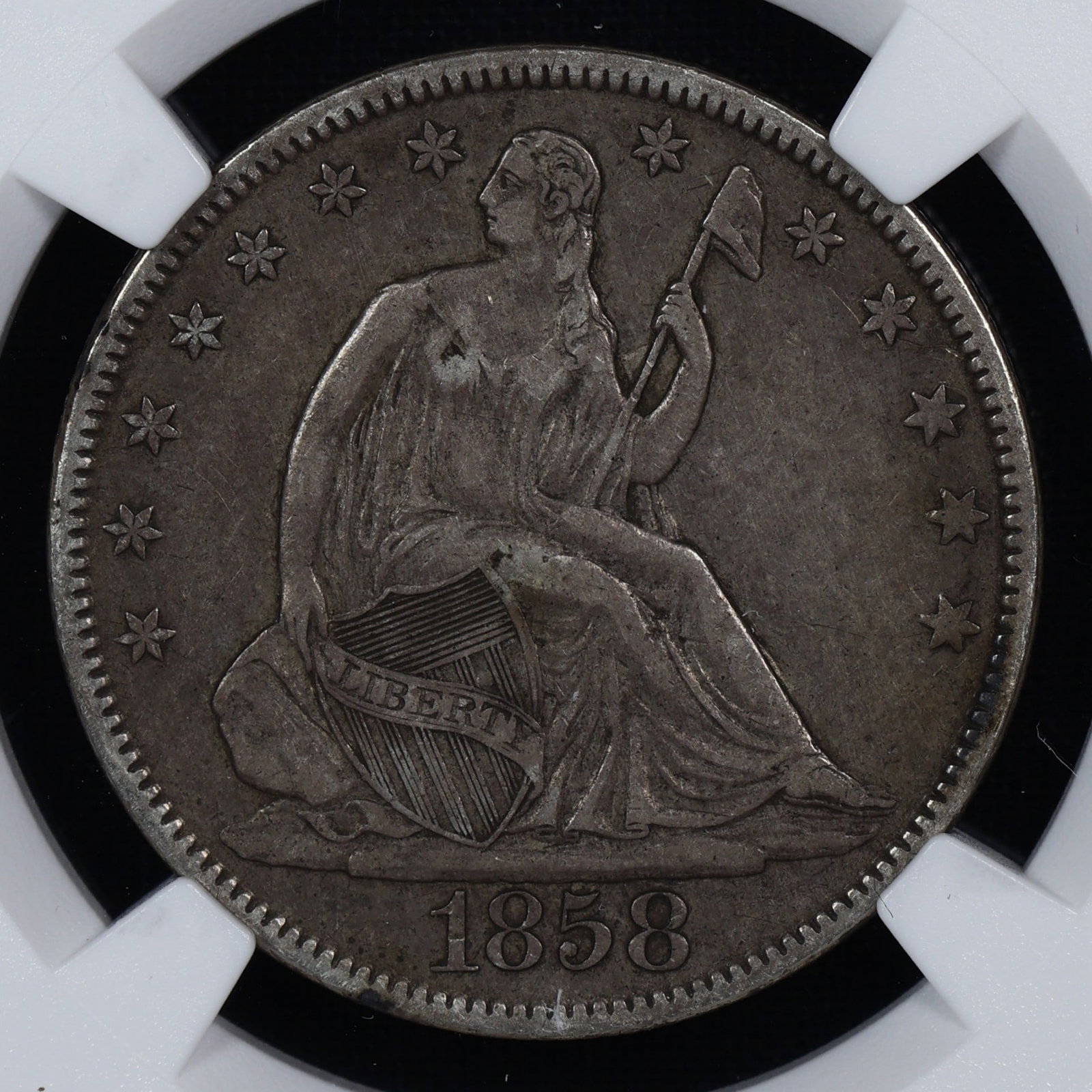 1858 Seated Liberty Half Dollar NGC XF-45: 1858 Seated Liberty Half Dollar NGC XF-45