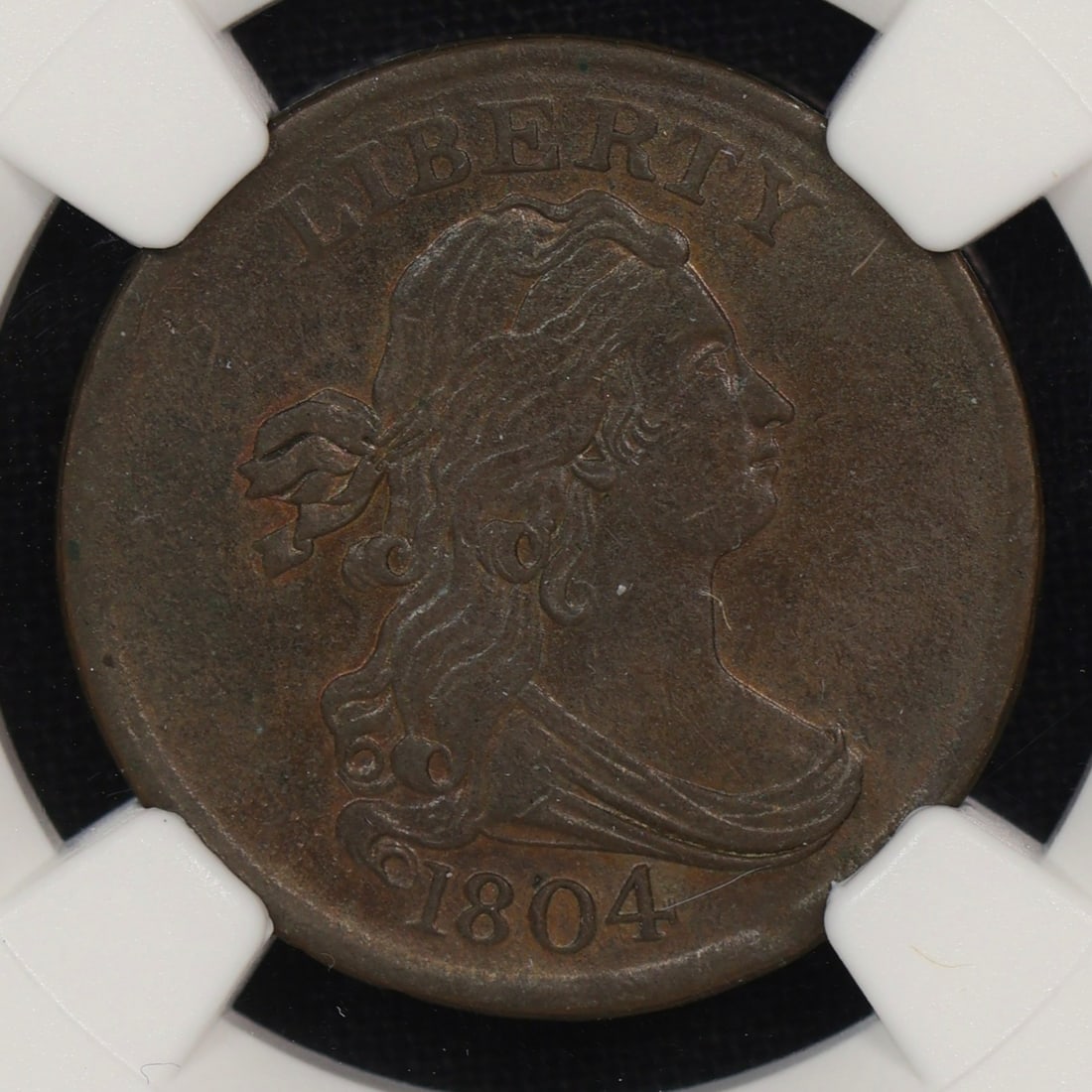 1804 1/2c Half Cent NGC AU Dtls? WOW GORGEOUS: This coin is just gorgeous. We disagree with the "whizzed" assignment. It's likely because the coin is fairly lusterous for the given wear. There aren't tell-tale striations or other marks. It just lo