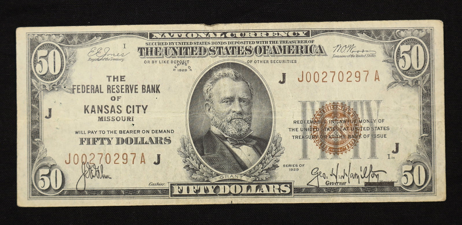 1929 $50 Kansas City Federal Reserve Brown Note (1 of 2)