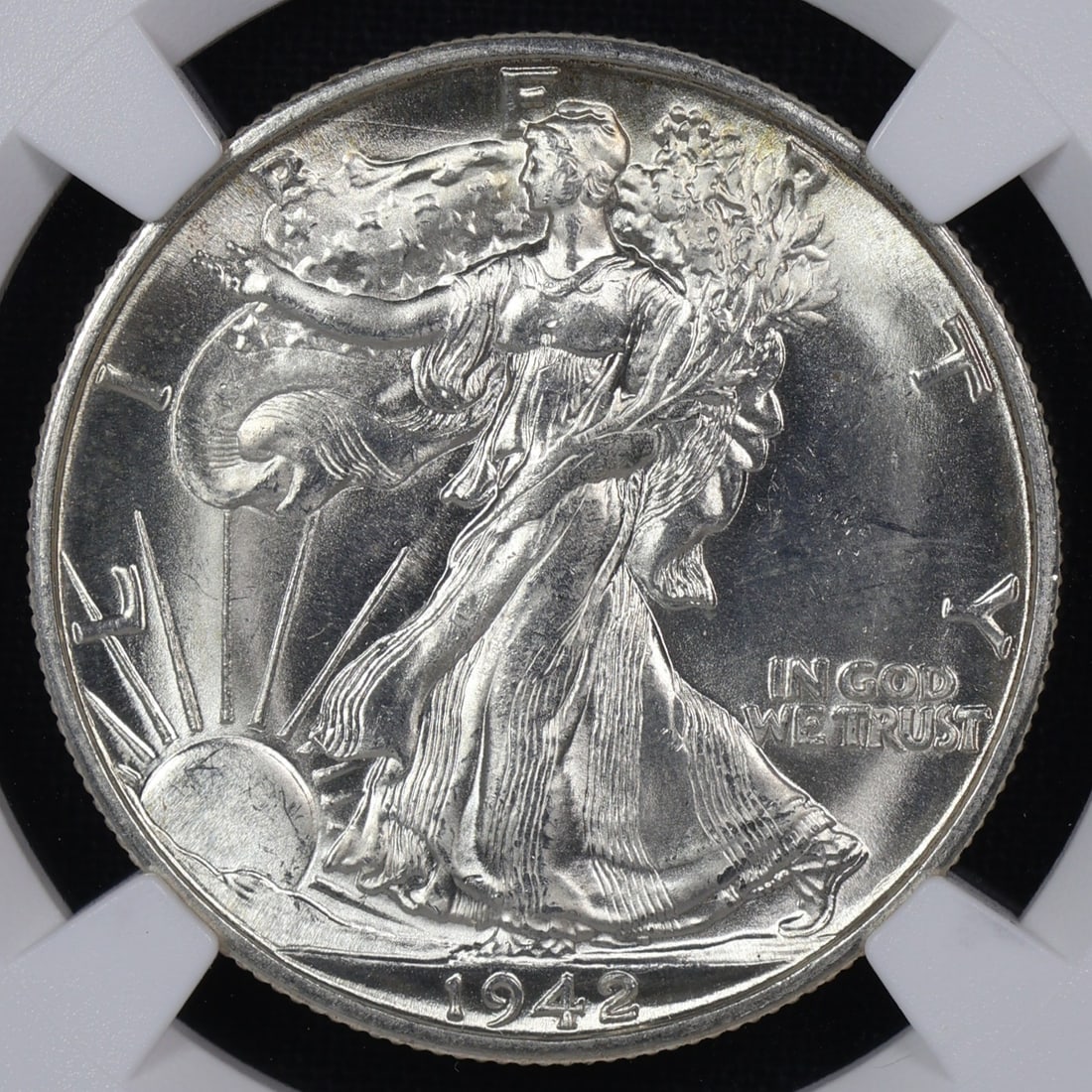 1942 D Walking Liberty Half Dollar NGC MS-65: 1942 D Walking Liberty Half Dollar NGC MS-65