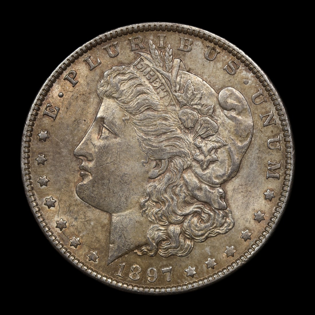 1897 Morgan Silver Dollar AU+ Toned: 1897 Morgan Silver Dollar AU+ Toned
