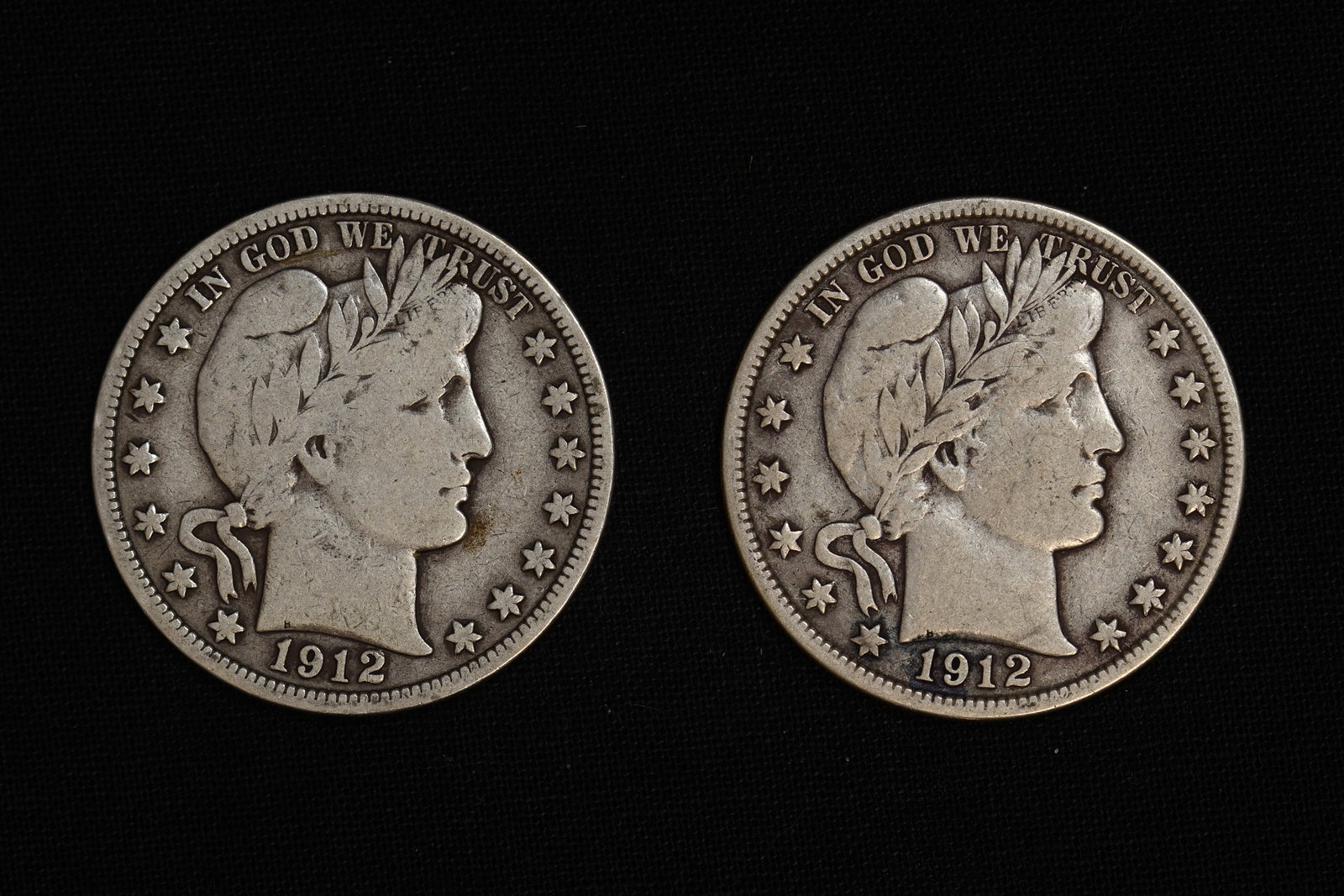 Barber Half Silver Dollar Lot 1912 & 1912-S (1 of 2)