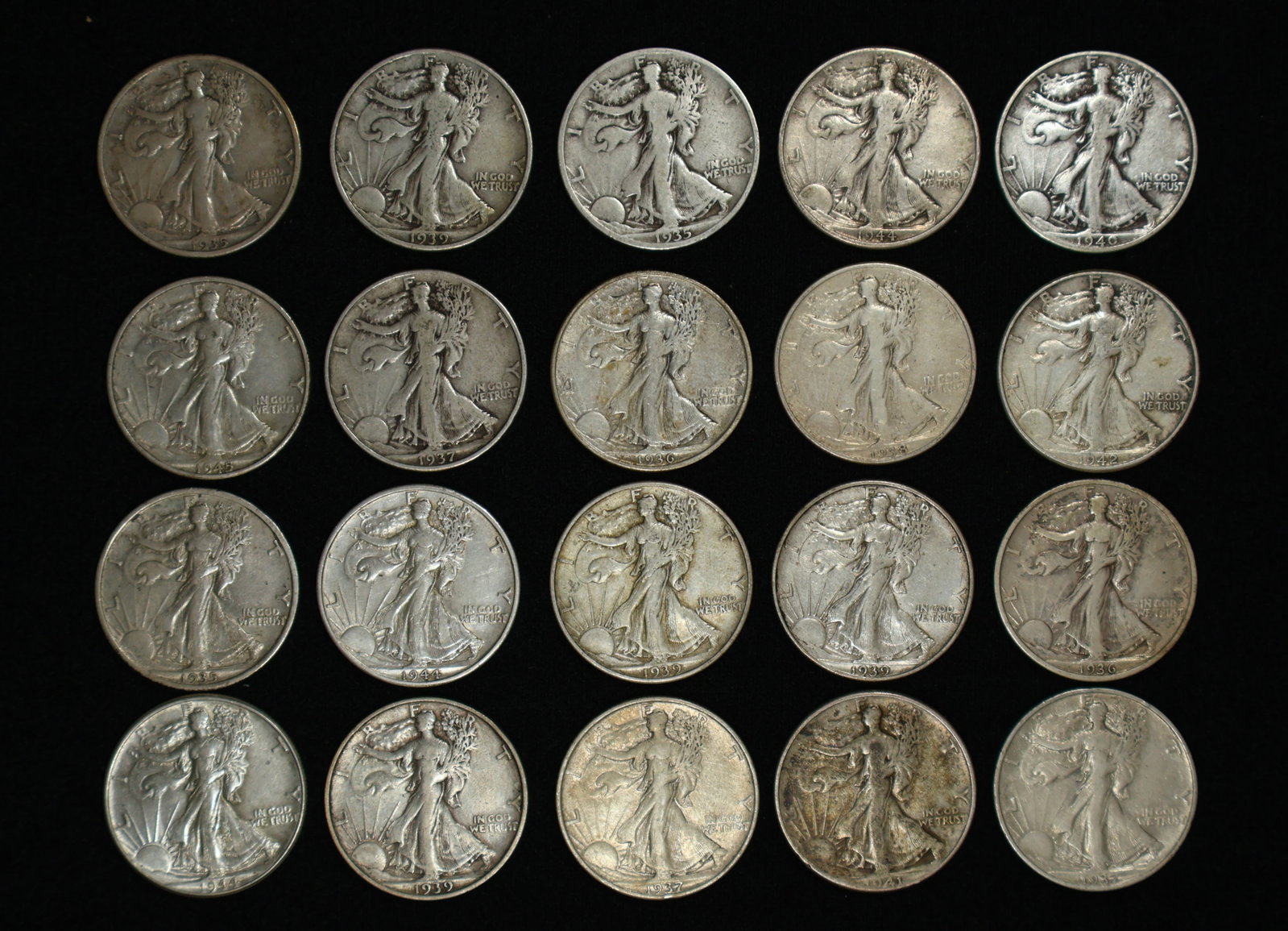 Lot of 20 Better Walking Liberty Halves $10 FV (1 of 2)