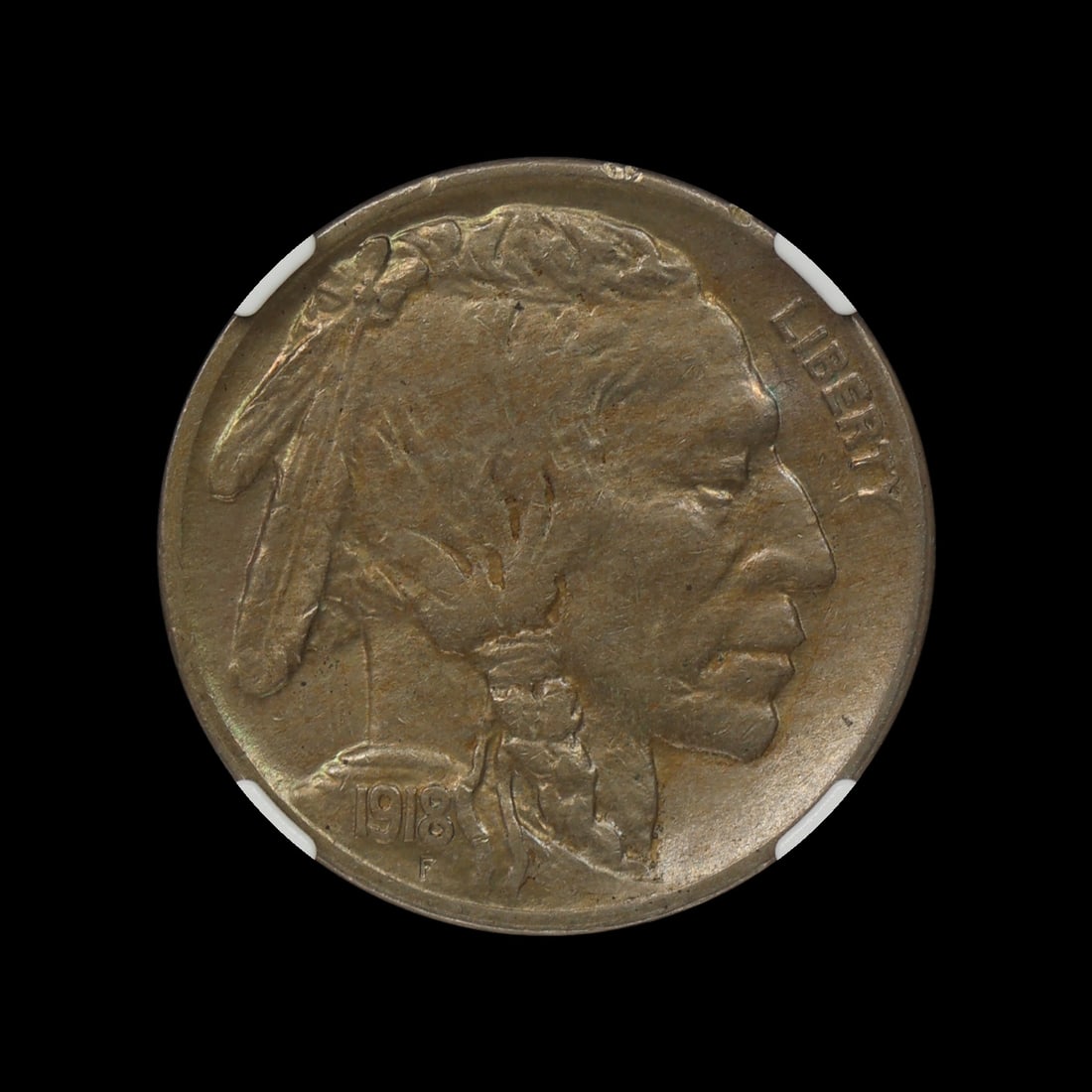 1918 Buffalo Nickel NGC AU 55 TONED: (KBXP) A great look with nice pinks and greens around the periphery. Barely a sign of wear. Very choice!