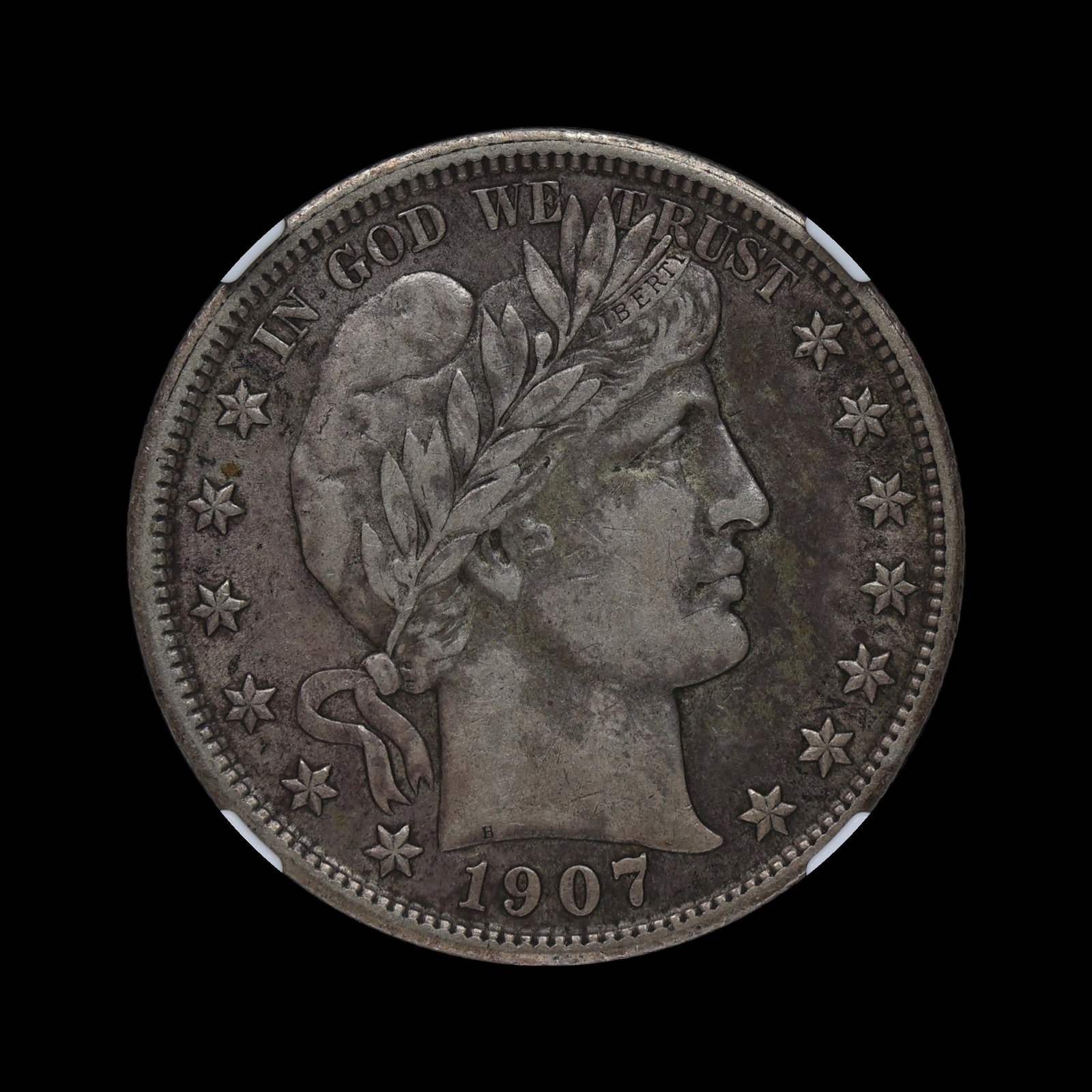 1907 Barber Half Silver Dollar NGC XF 45: (WZNM) 1907 Barber Half Silver Dollar NGC XF 45