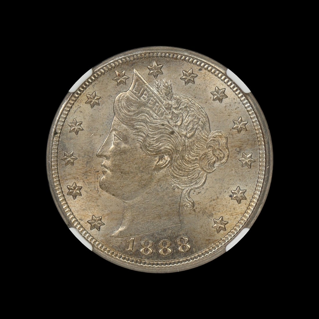 1888 Liberty V Nickel NGC MS 64 Better Date: (YUTX) Exceptionally struck on both sides. Strong devices and the reverse legend is razor sharp.