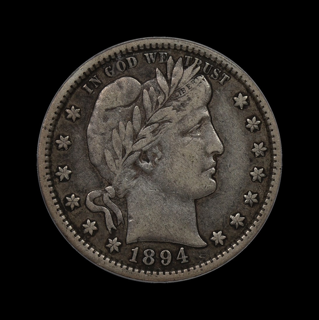 1894 S Barber Silver Quarter ICG VF 30 Better Date: (TFPN) 1894 S Barber Silver Quarter ICG VF 30 Better Date