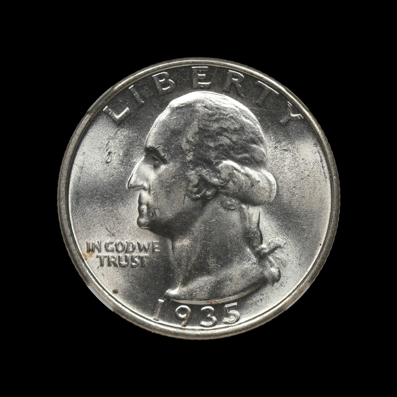 1935 D Washington Quarter NGC AU 58 UNDERGRADED: (MCNY) Truly uncirculated again, but likely knocked down due to the light storage wear on high points.