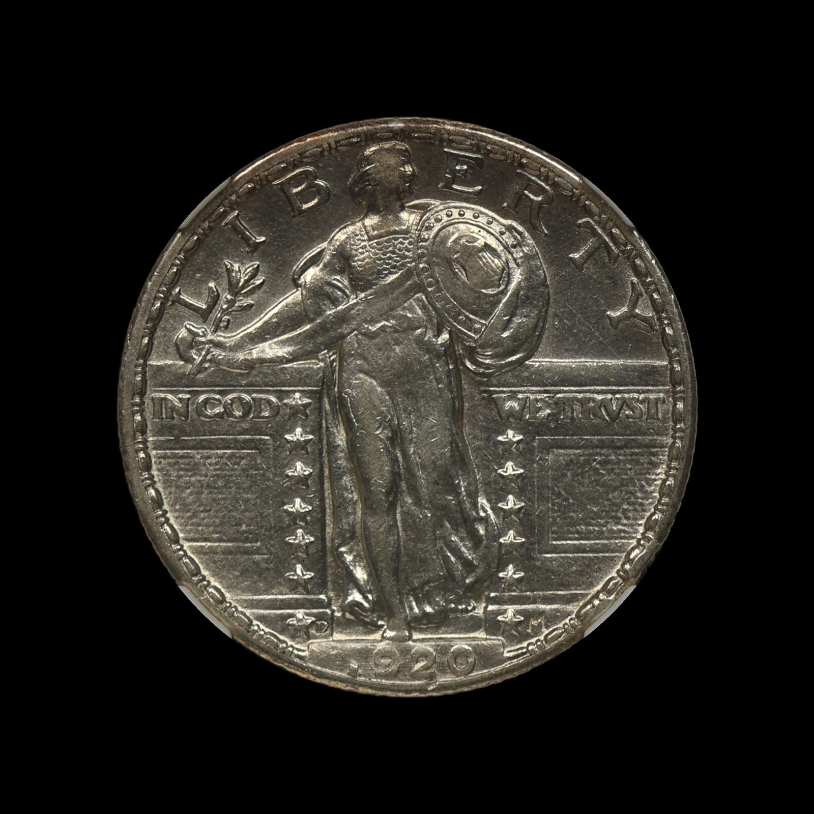 1920 D Standing Liberty Silver Quarter NGC AU Dtls: (PUUN) 1920 D Standing Liberty Silver Quarter NGC AU Dtls