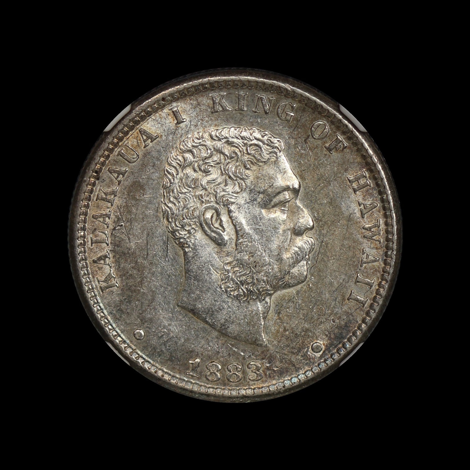 1883 Hawaii Quarter 25c UNC Details FROSTY RARE!: (OTPG) A very rare coin that jumps off of the screen! Slight scratch on the cheek.