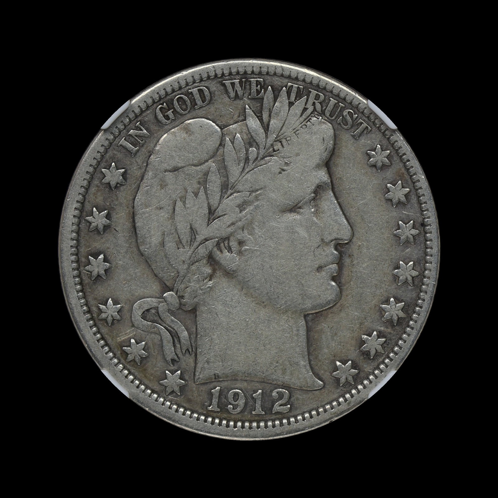 1912 Barber Half Silver Dollar NGC F 12: (PMWA) 1912 Barber Half Silver Dollar NGC F 12