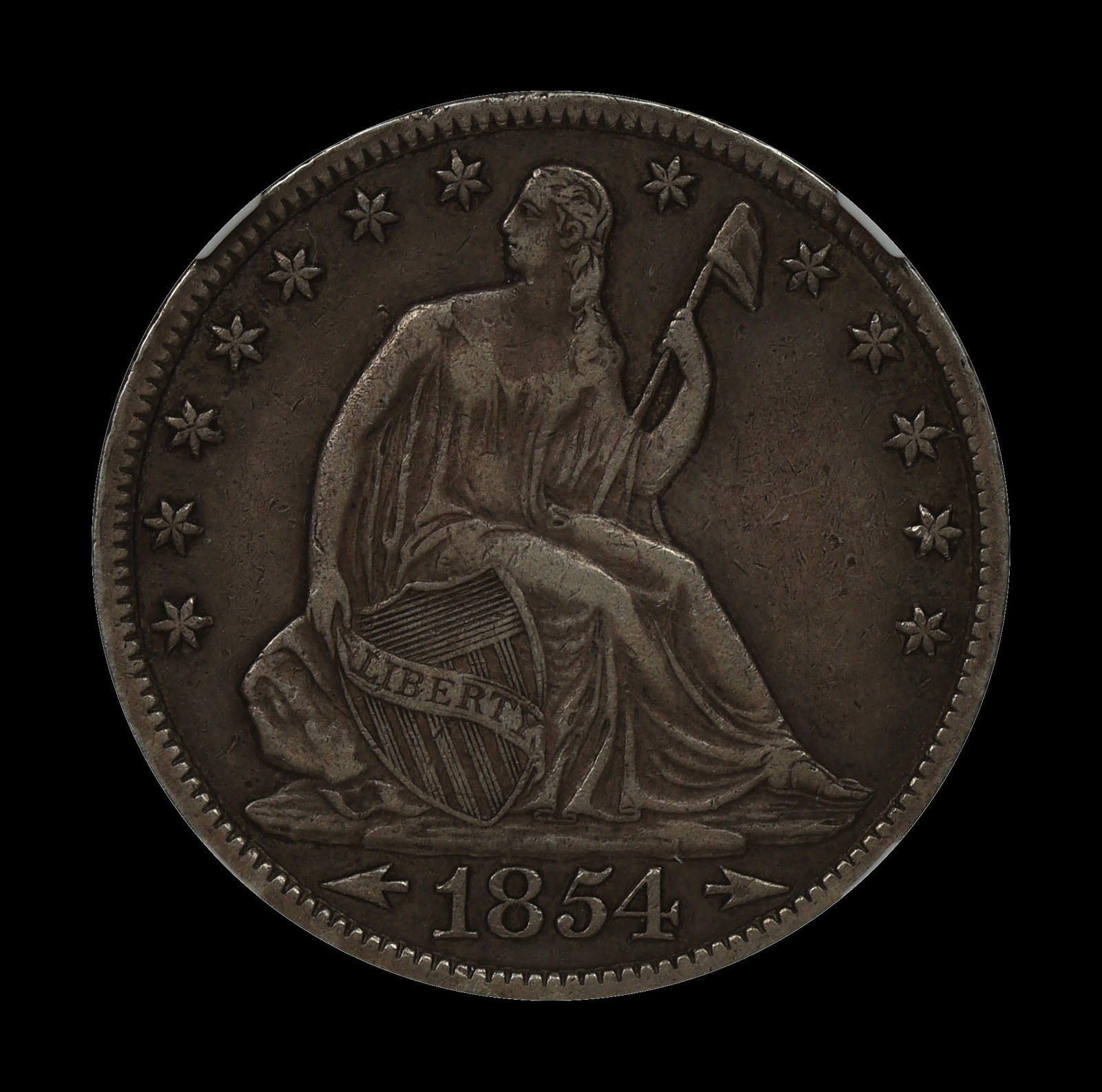 1854 O Seated Liberty Half Dollar Arrows NGC XF 40: (PMPD) 1854 O Seated Liberty Half Dollar Arrows NGC XF 40