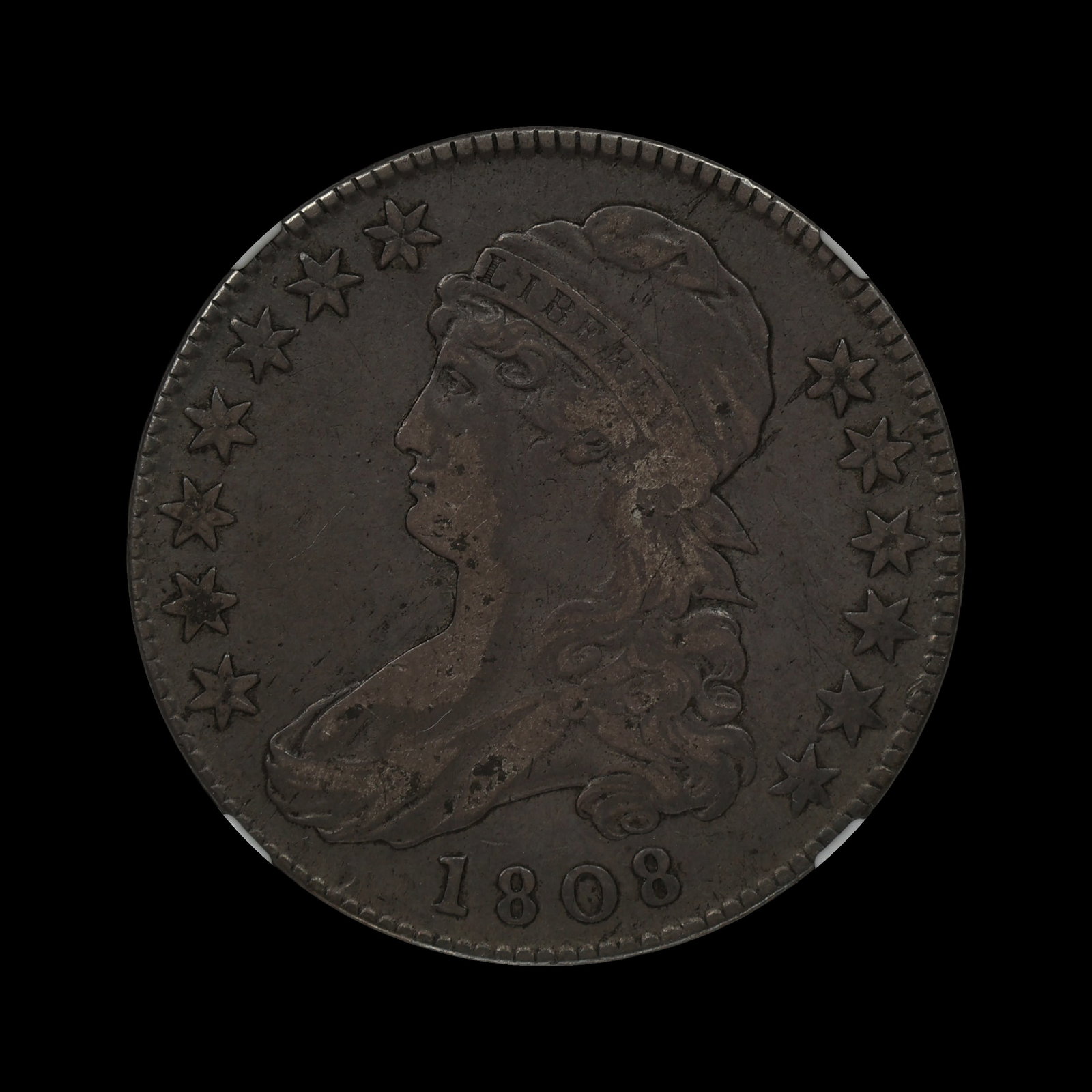 1808 Capped Bust Silver Half Dollar NGC VF 25: (HYTB) 1808 Capped Bust Silver Half Dollar NGC VF 25
