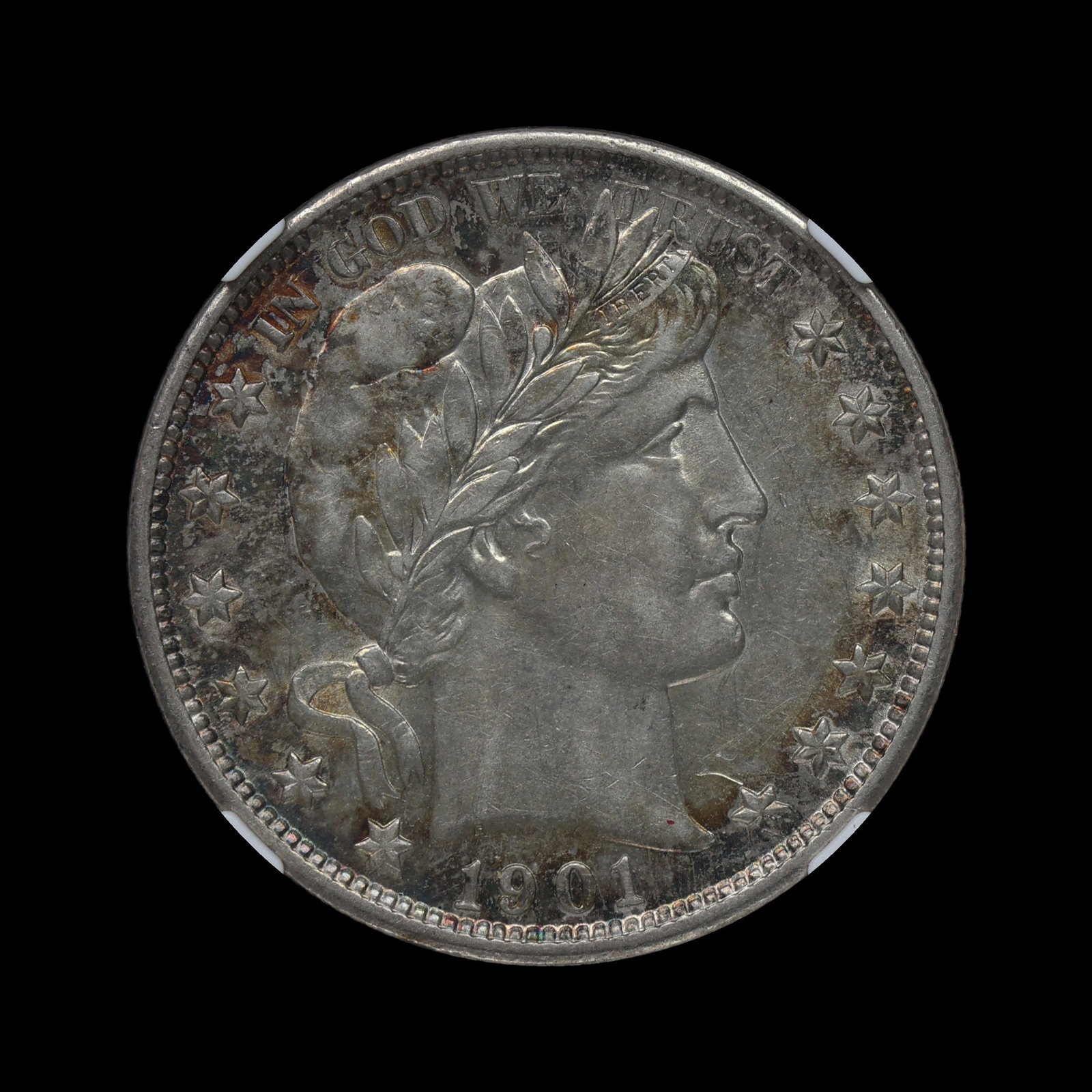 1901 Barber Half Silver Dollar NGC AU 53: (UVQC) 1901 Barber Half Silver Dollar NGC AU 53