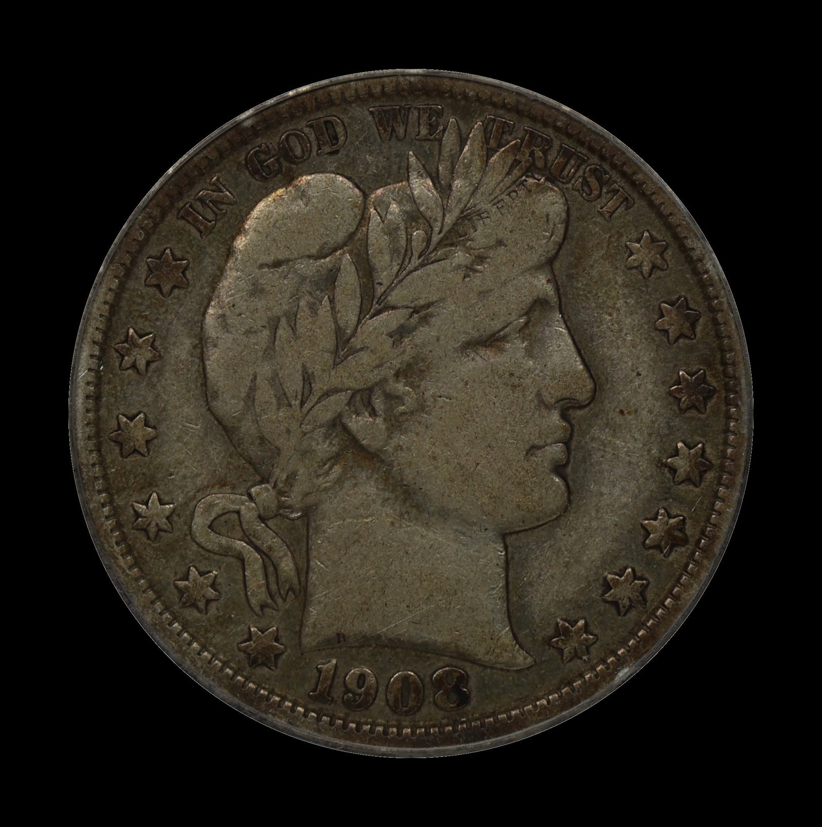 1908 D Barber Silver Half Dollar ICG F 15: (SHAA) 1908 D Barber Silver Half Dollar ICG F 15