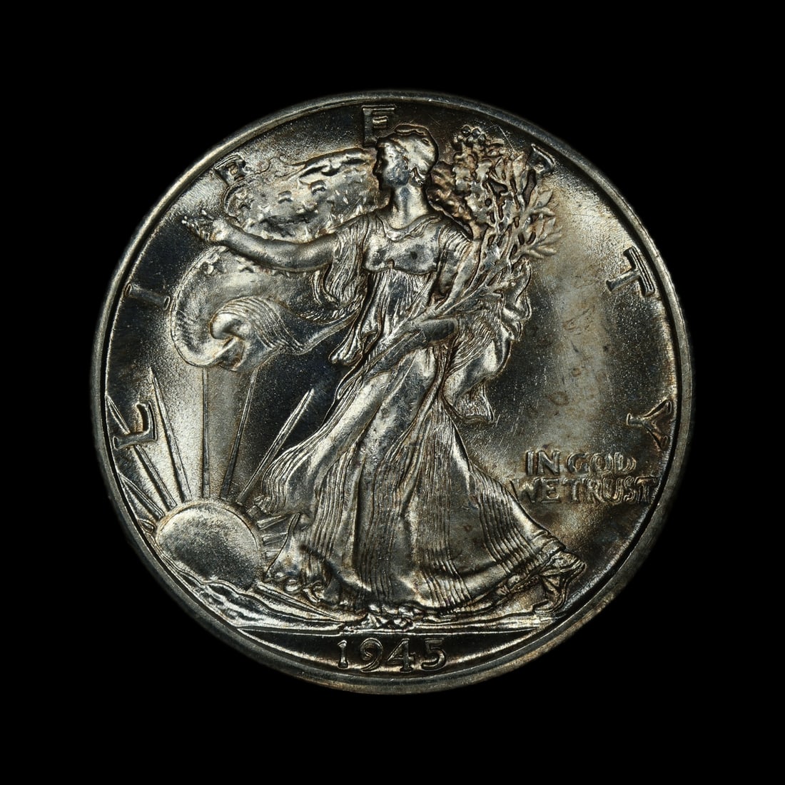 1945 D Walking Liberty Silver Half Dollar BU: (LQTQ) 1945 D Walking Liberty Silver Half Dollar BU