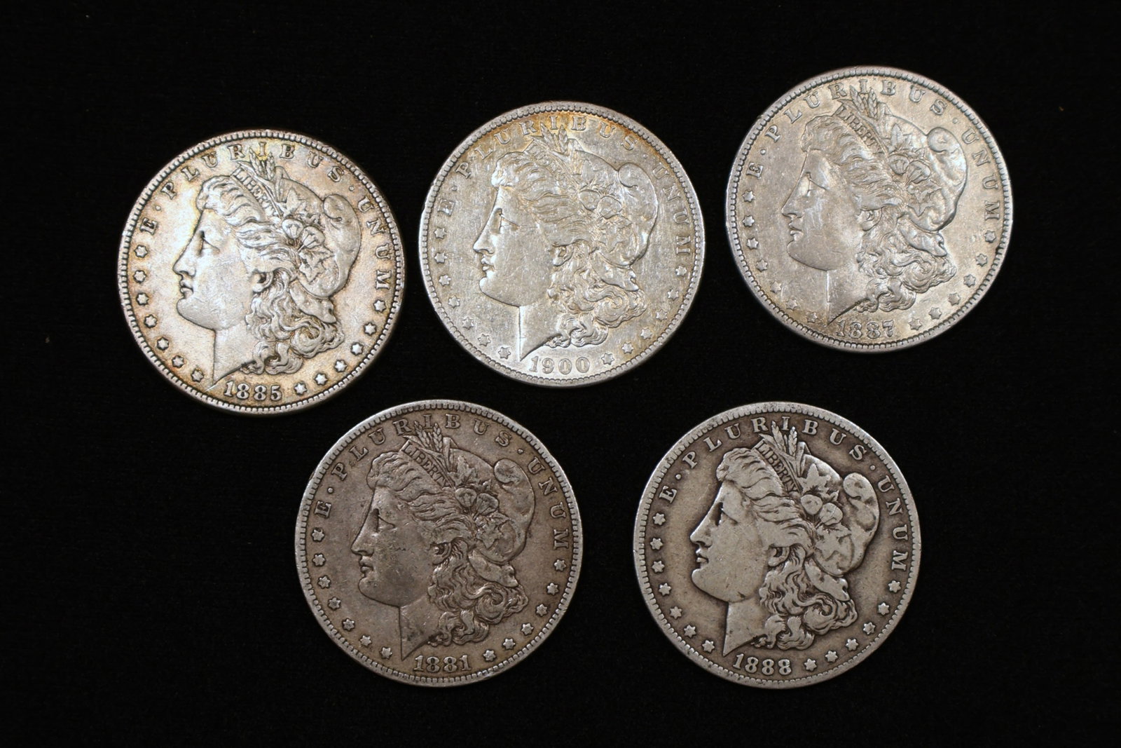 Lot of 5 Morgan Silver Dollars (1 of 2)