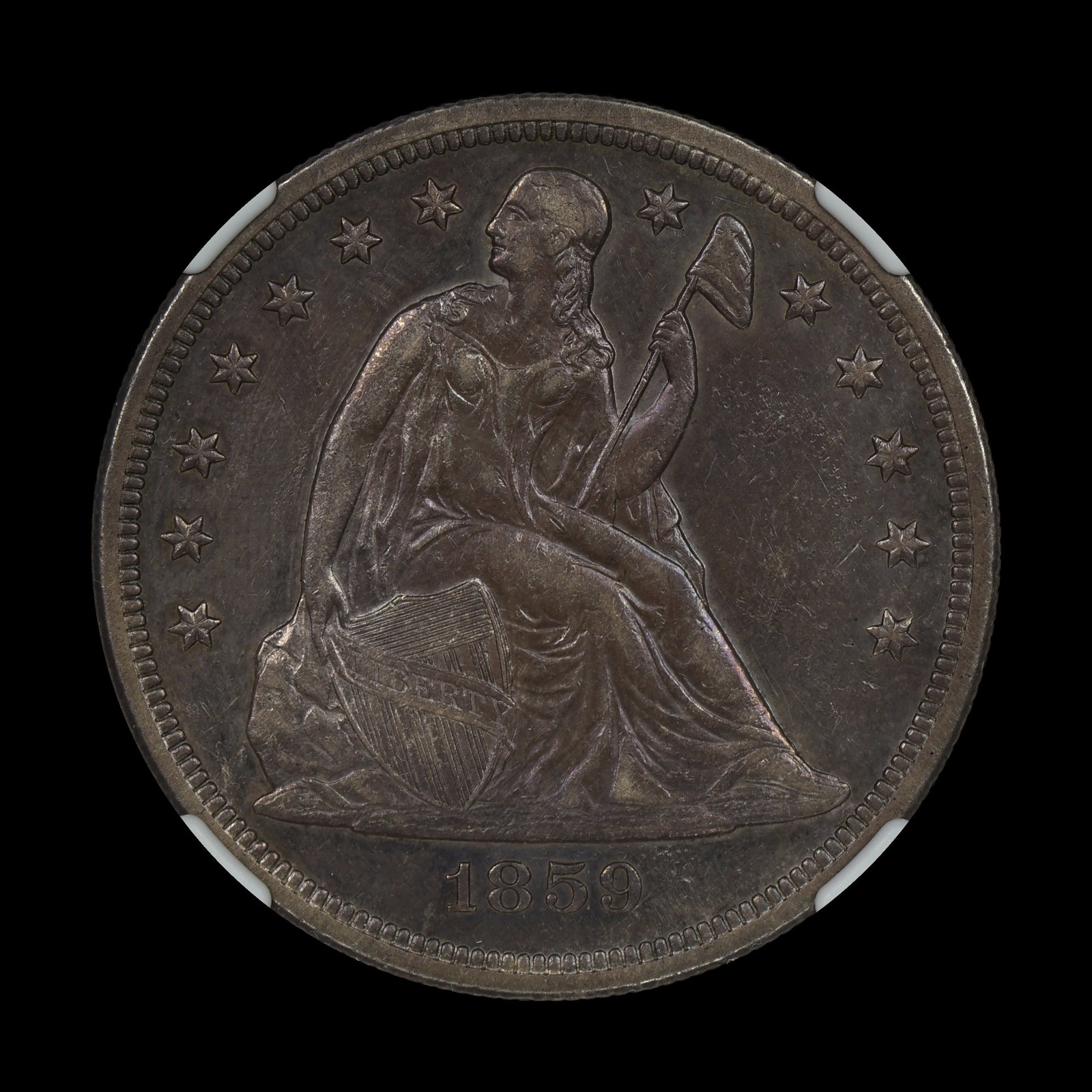 1859 O Seated Liberty Silver Dollar NGC AU Details: (CCLT) 1859 O Seated Liberty Silver Dollar NGC AU Details