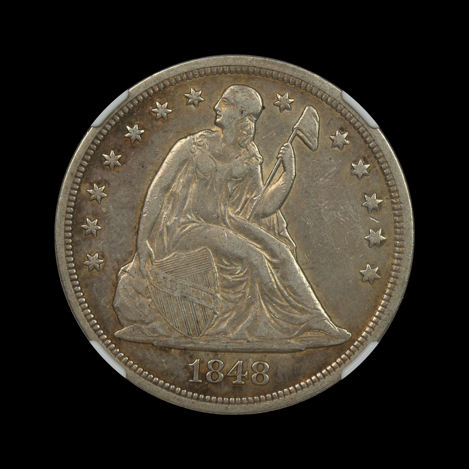 1848 Seated Liberty Silver Dollar NGC XF Details: (ZDOH) 1848 Seated Liberty Silver Dollar NGC XF Details