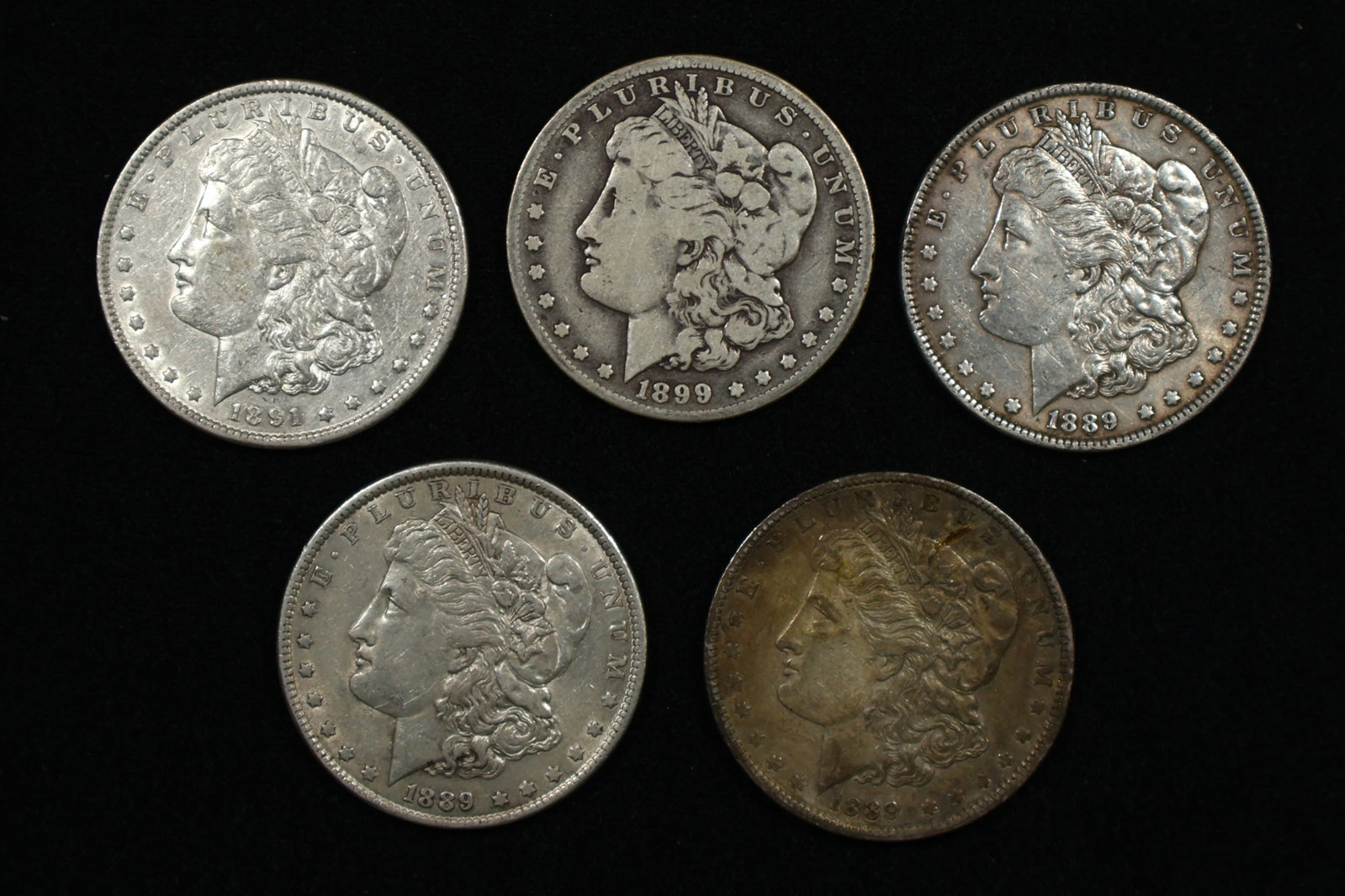 Lot of 5 Morgan Silver Dollars: (BCSD) You will receive all pictured!