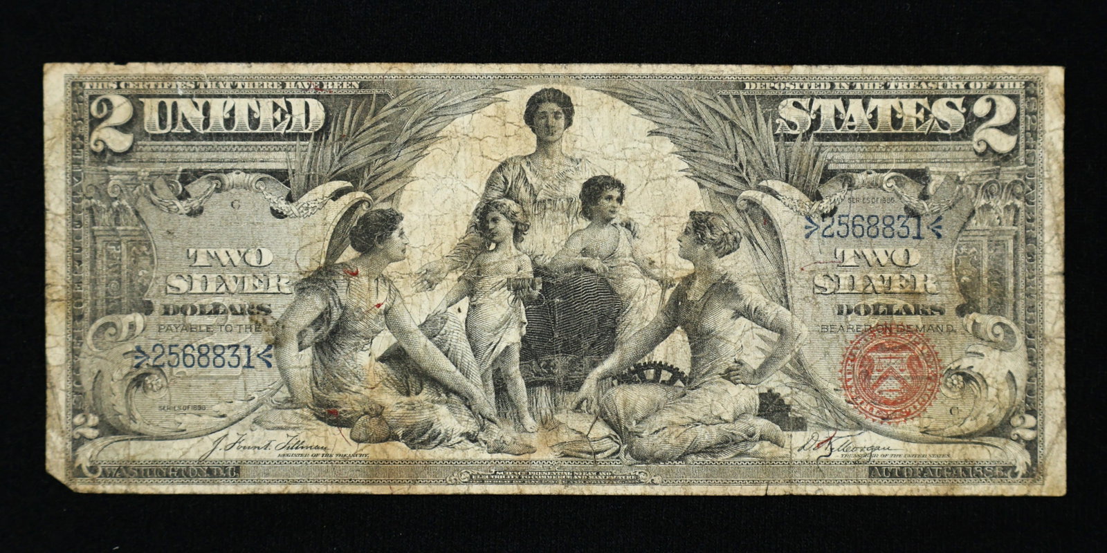 1896 $2 Educational Note Tillman Morgan RARE (1 of 2)