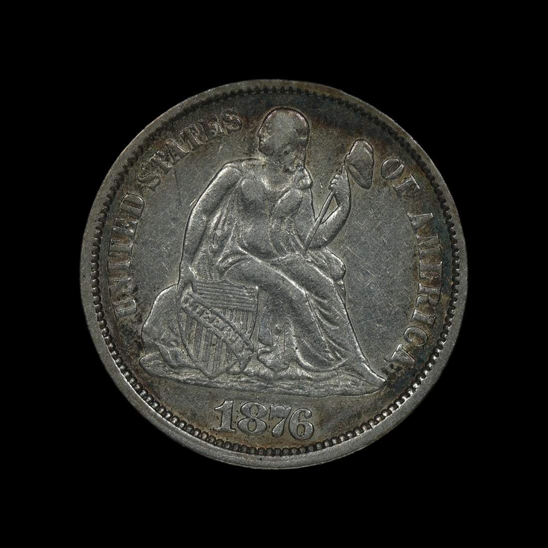 1876 Seated Liberty Silver Dime: (STDW) 1876 Seated Liberty Silver Dime