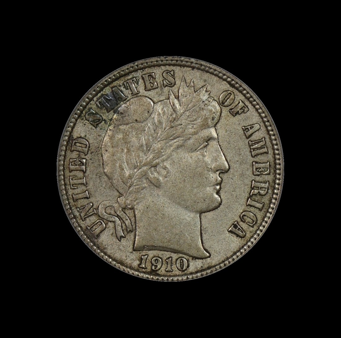 1910 Barber Silver Dime ICG AU 58: (NHZI) 1910 Barber Silver Dime ICG AU 58