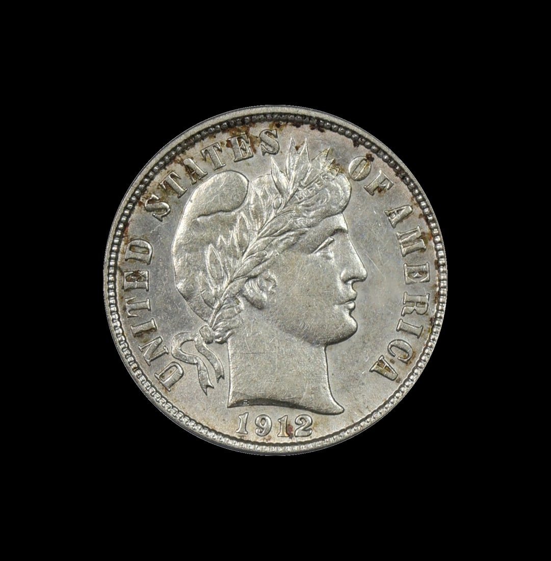 1912 Barber Silver Dime ICG AU 58: (SHVY) 1912 Barber Silver Dime ICG AU 58