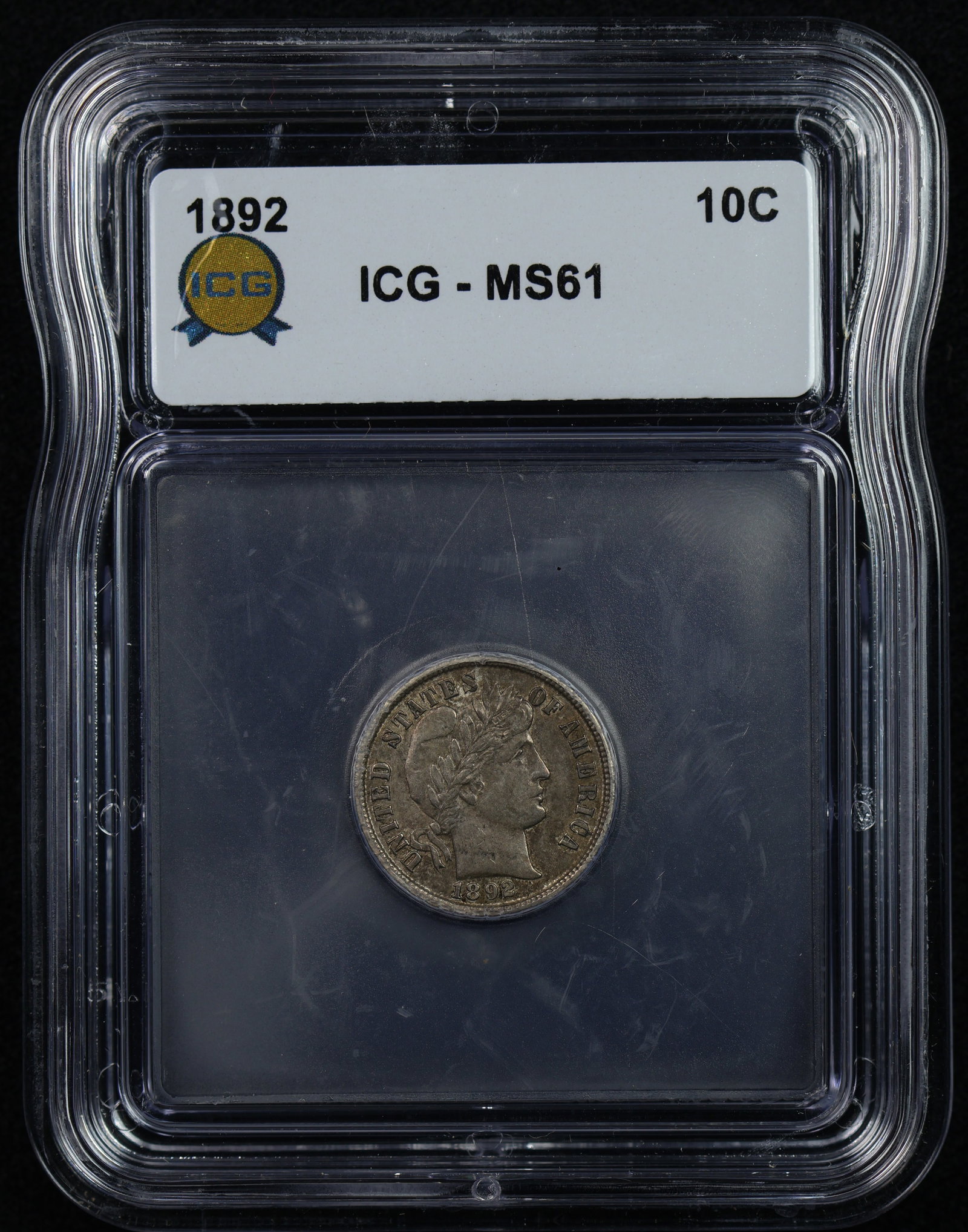 1892 Barber Dime 10c ICG MS 61 FIRST YEAR - 3