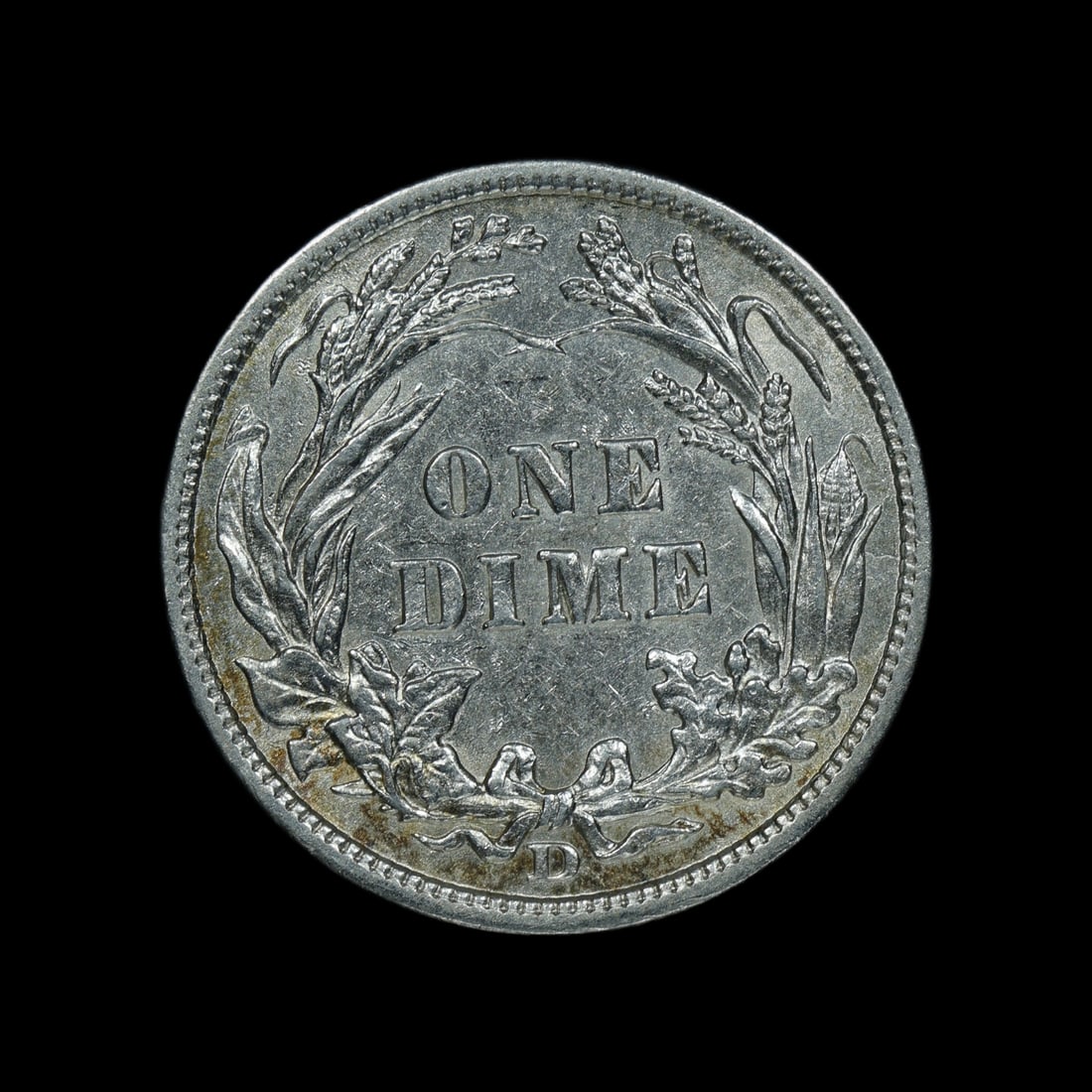 1908 D Barber Silver Dime 10c AU - 2