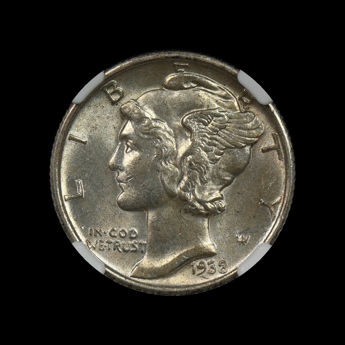 1938 S Mercury Silver Dime NGC MS 63: (ZAOP) 1938 S Mercury Silver Dime NGC MS 63