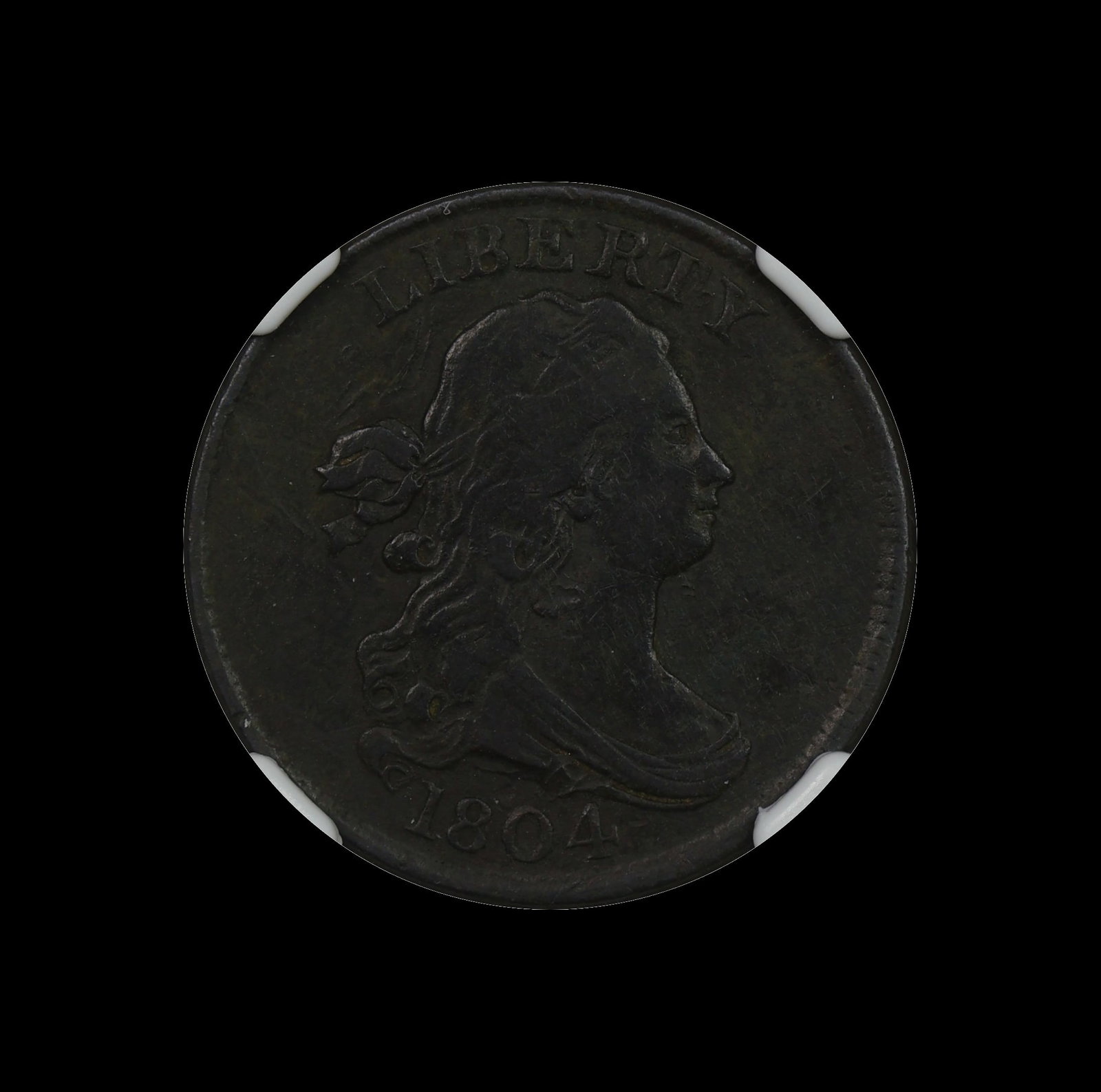 1804 Draped Bust 1/2c Half Cent NGC VF Dtls: (TYAH) Very slight environmental issues that seem toned over a century ago.