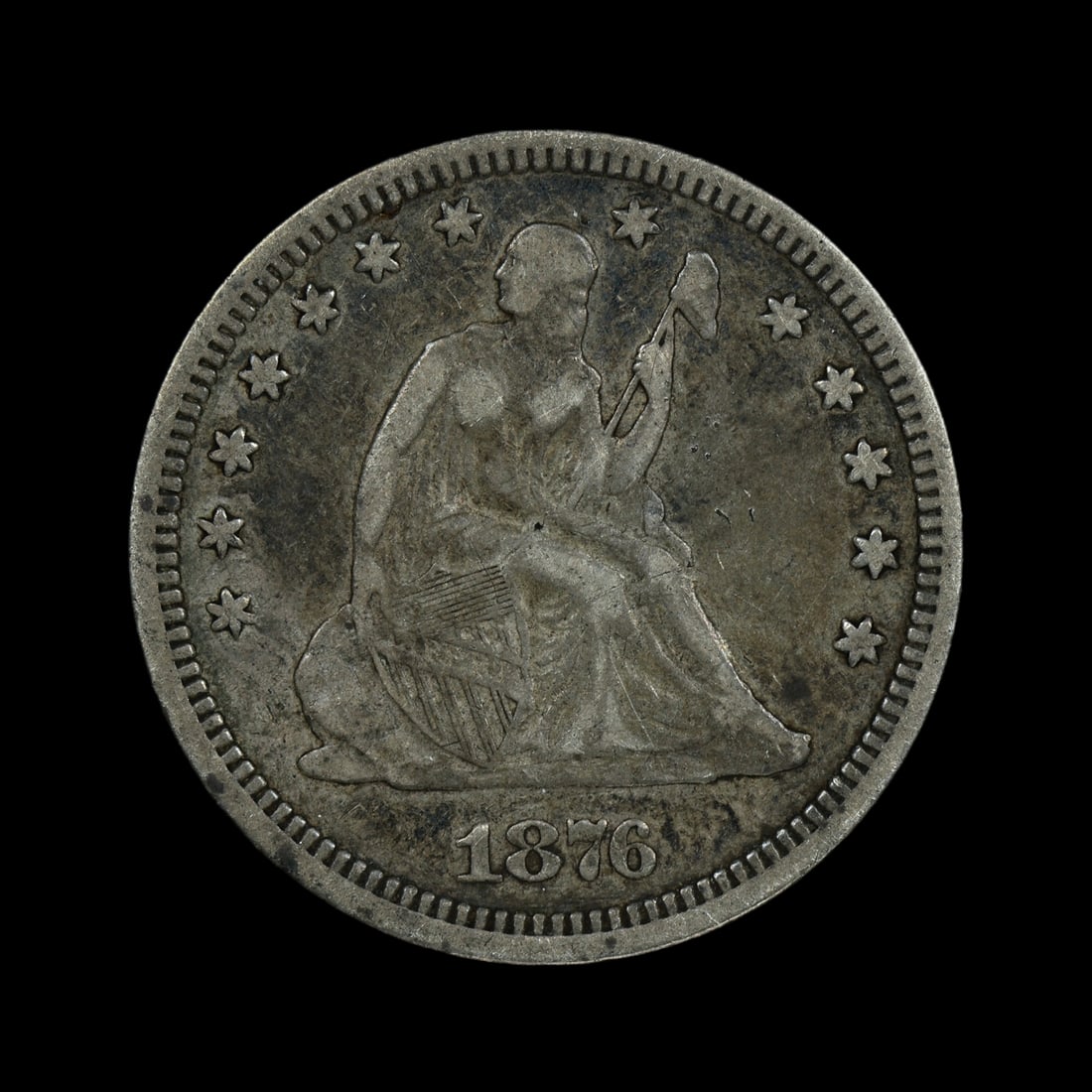 1876 Seated Liberty Silver Quarter F/VF: (BNYA) 1876 Seated Liberty Silver Quarter F/VF