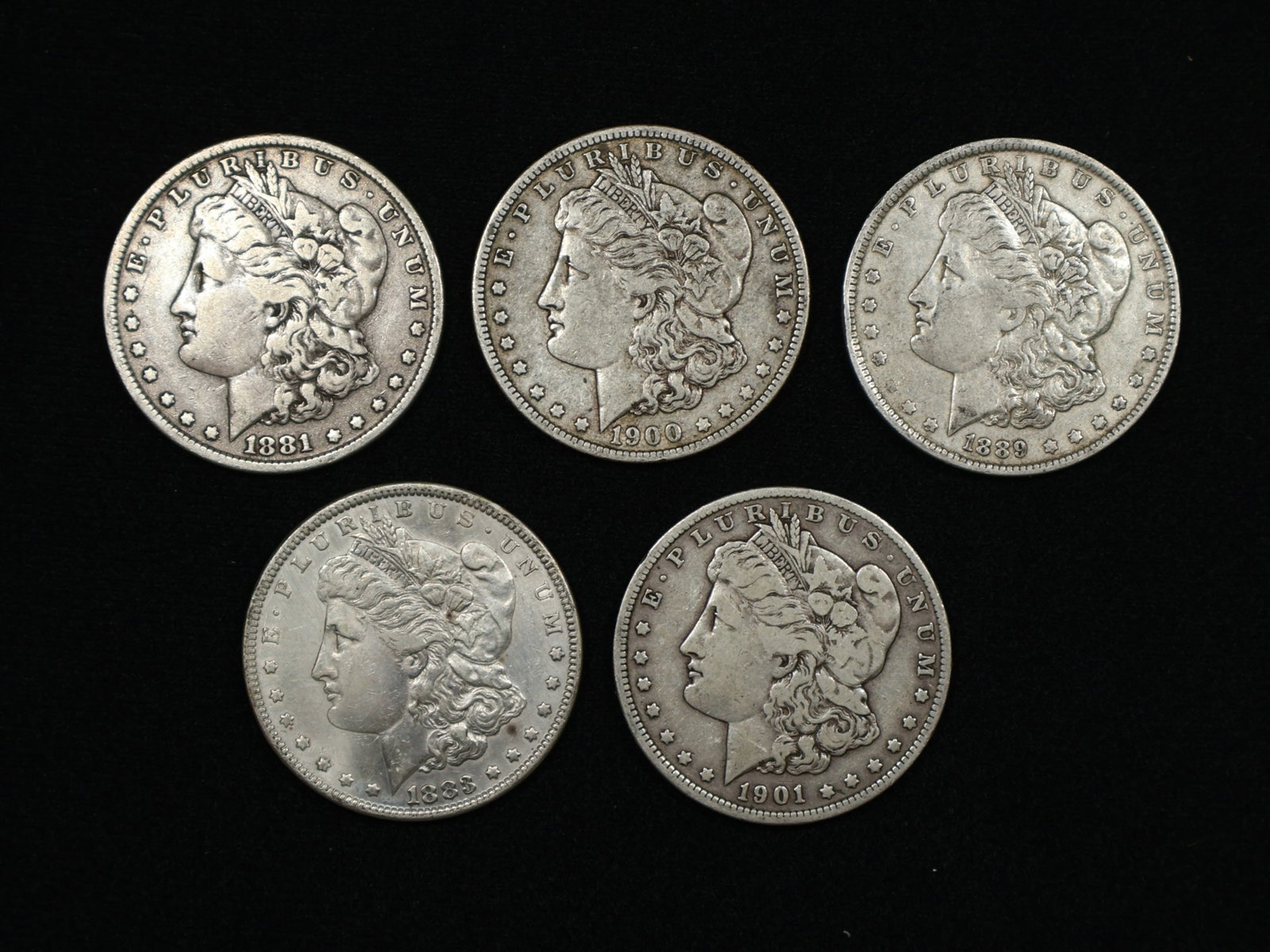 Lot of 5 Morgan Silver Dollars (1 of 2)
