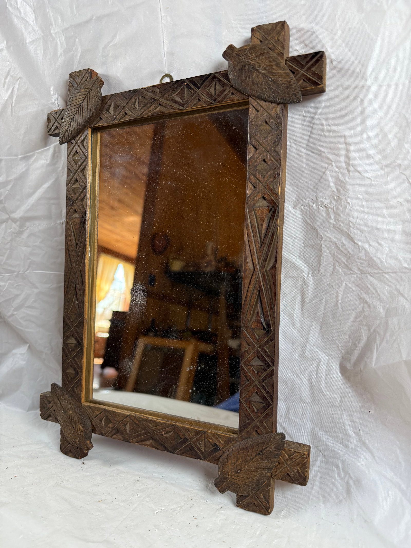 Folk art hand carved frame (1 of 2)