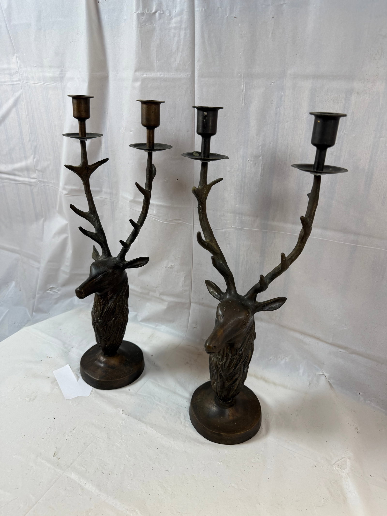 Pair of bronze/brass reindeer candle holders (1 of 1)
