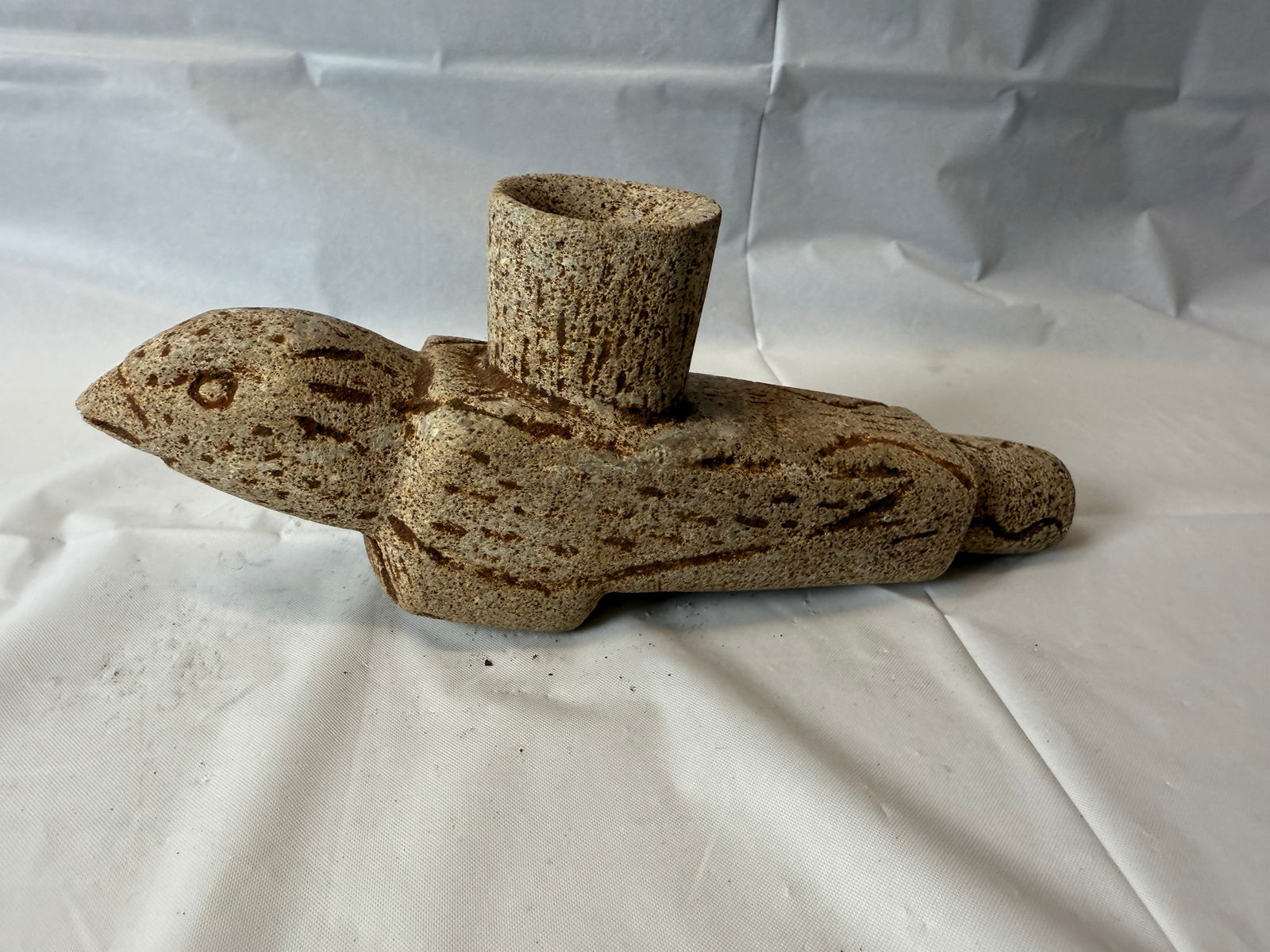 Native American Effigy Stone Pipe: Native American Effigy Stone Pipe. This item has not been authenticated as to age, authenticity, materials, maker, time period, or origin