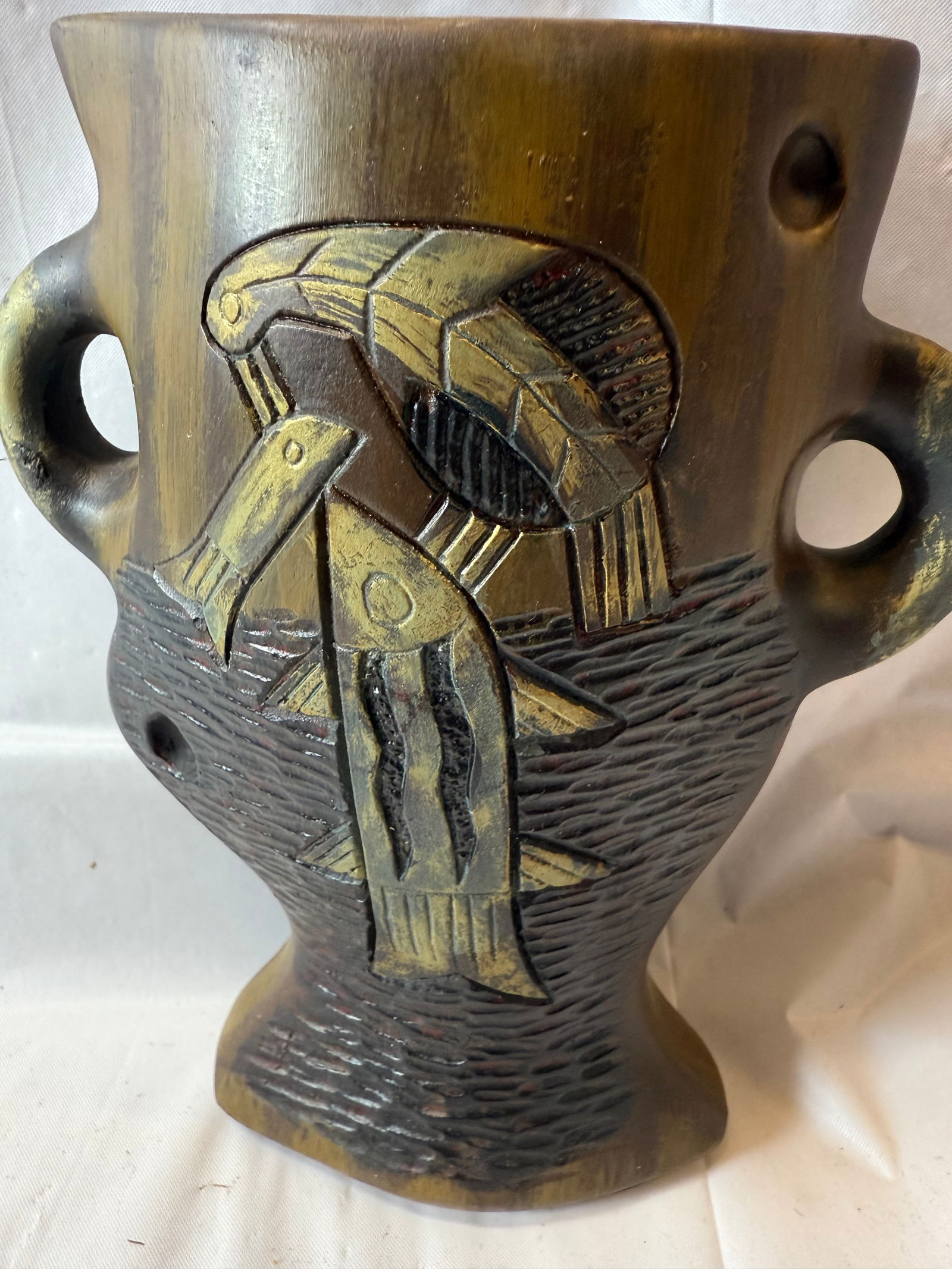 Vintage Tribal-style Ceramic Vase (1 of 2)