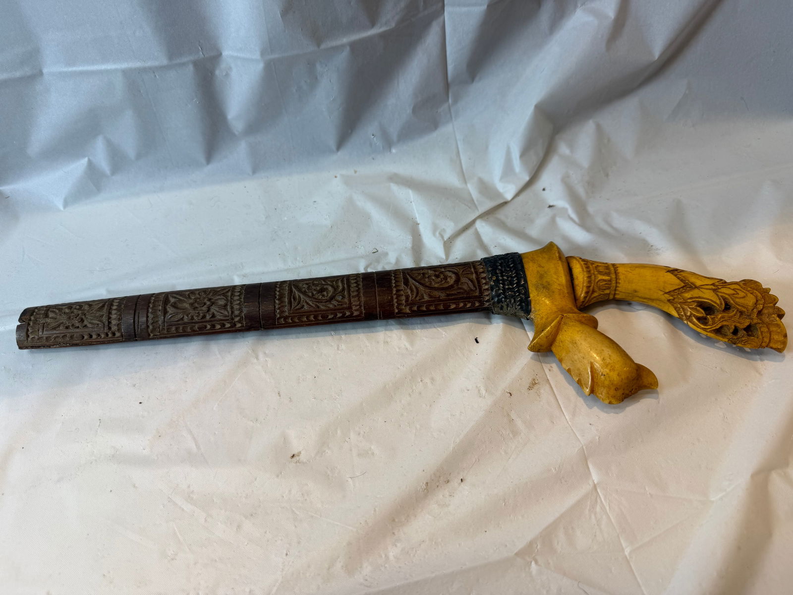 Native American Hand Forged Horn handle Kris w/Sheath (1 of 8)