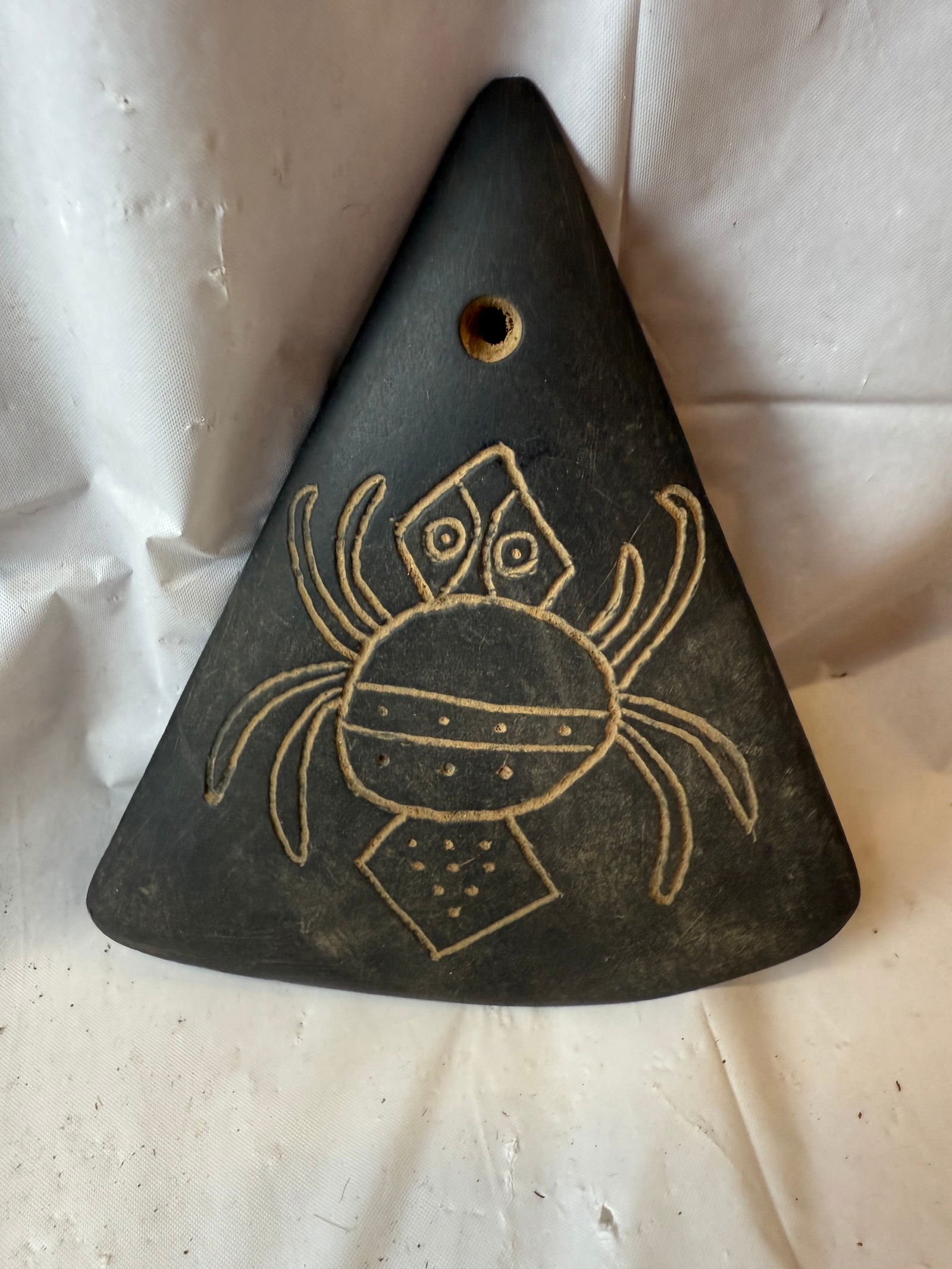 Native American Triangular Gorget with Spider and Turtle decorations (1 of 1)