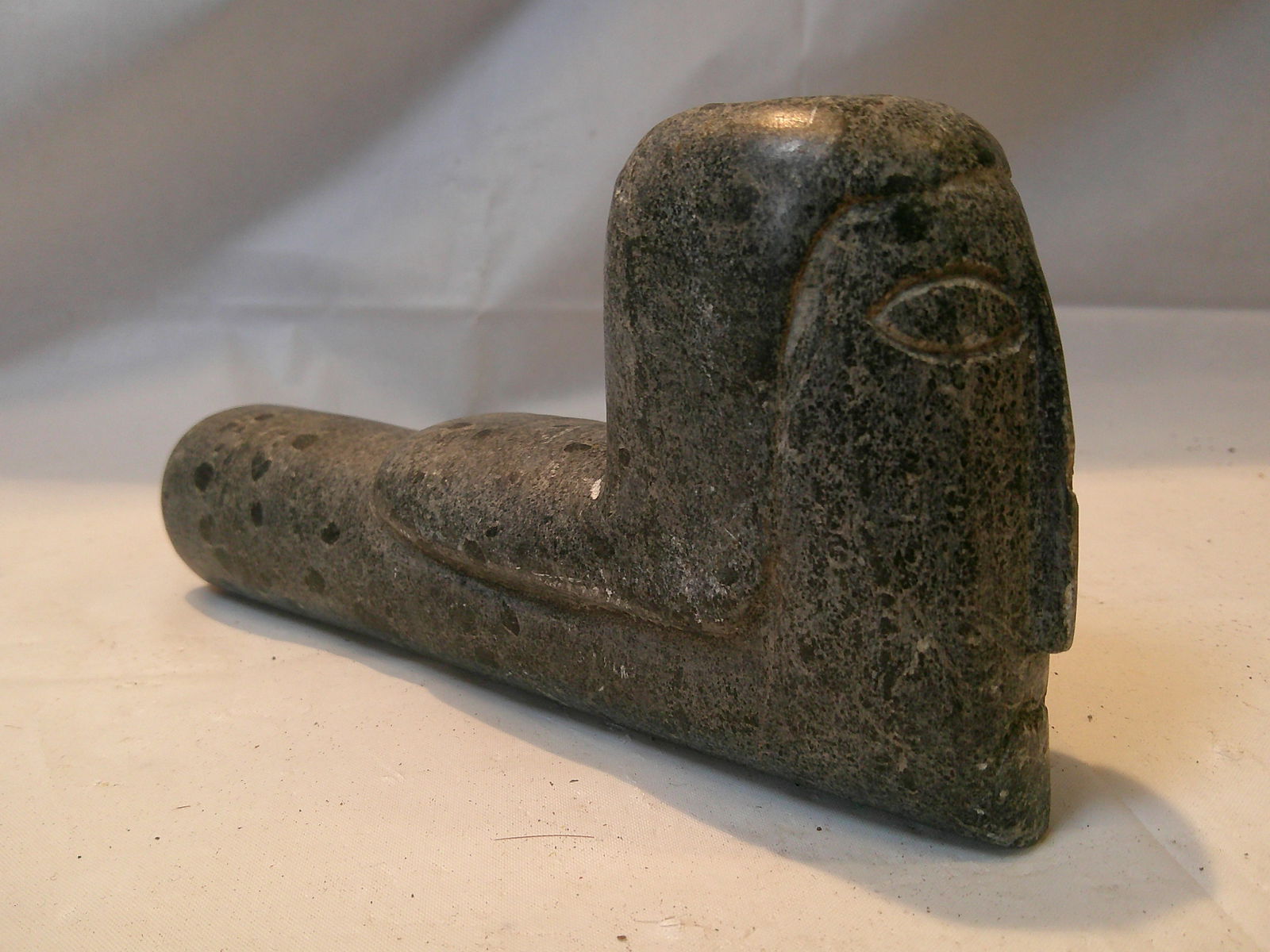 Native American Effigy Stone Pipe with Face (1 of 3)