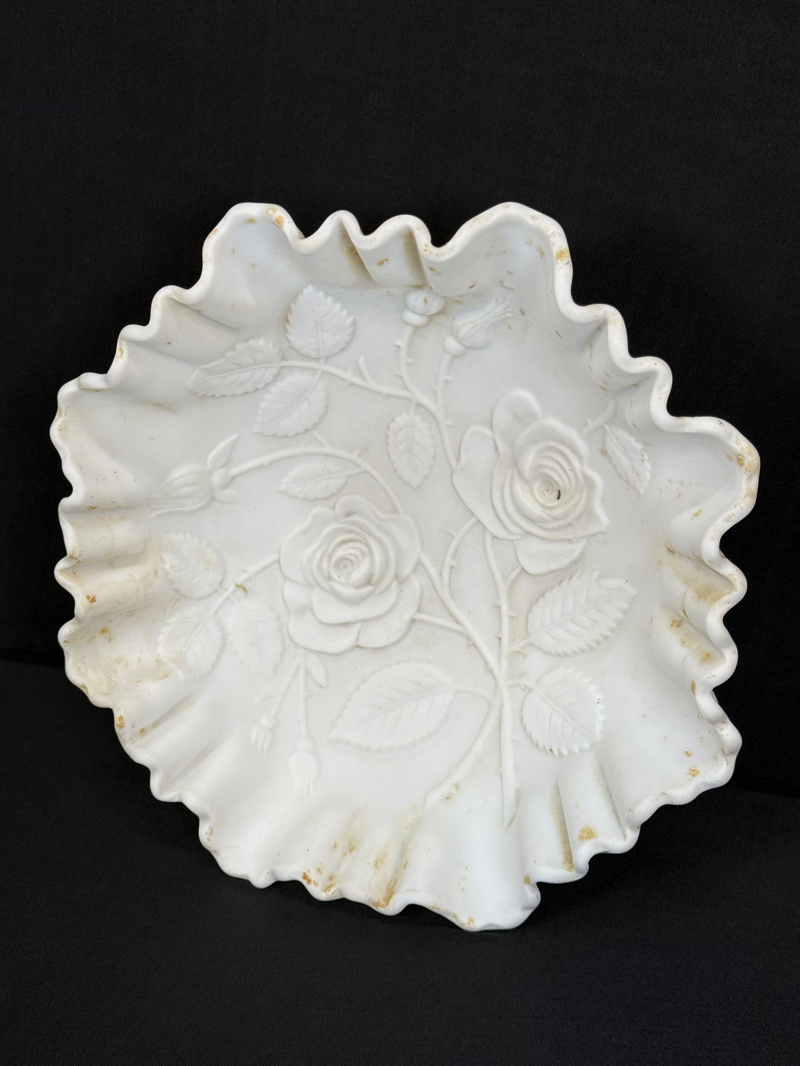 Imperial Milk Glass Bowl with Rose Design (1 of 6)