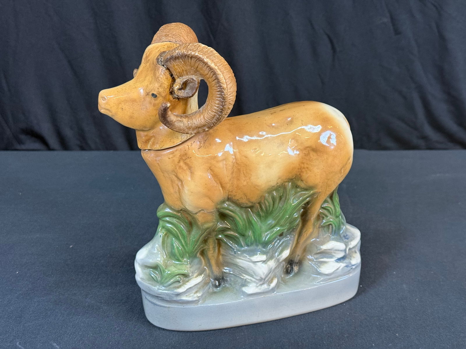 Ceramic Ram Liquor Bottle with Plastic Horns (1 of 3)