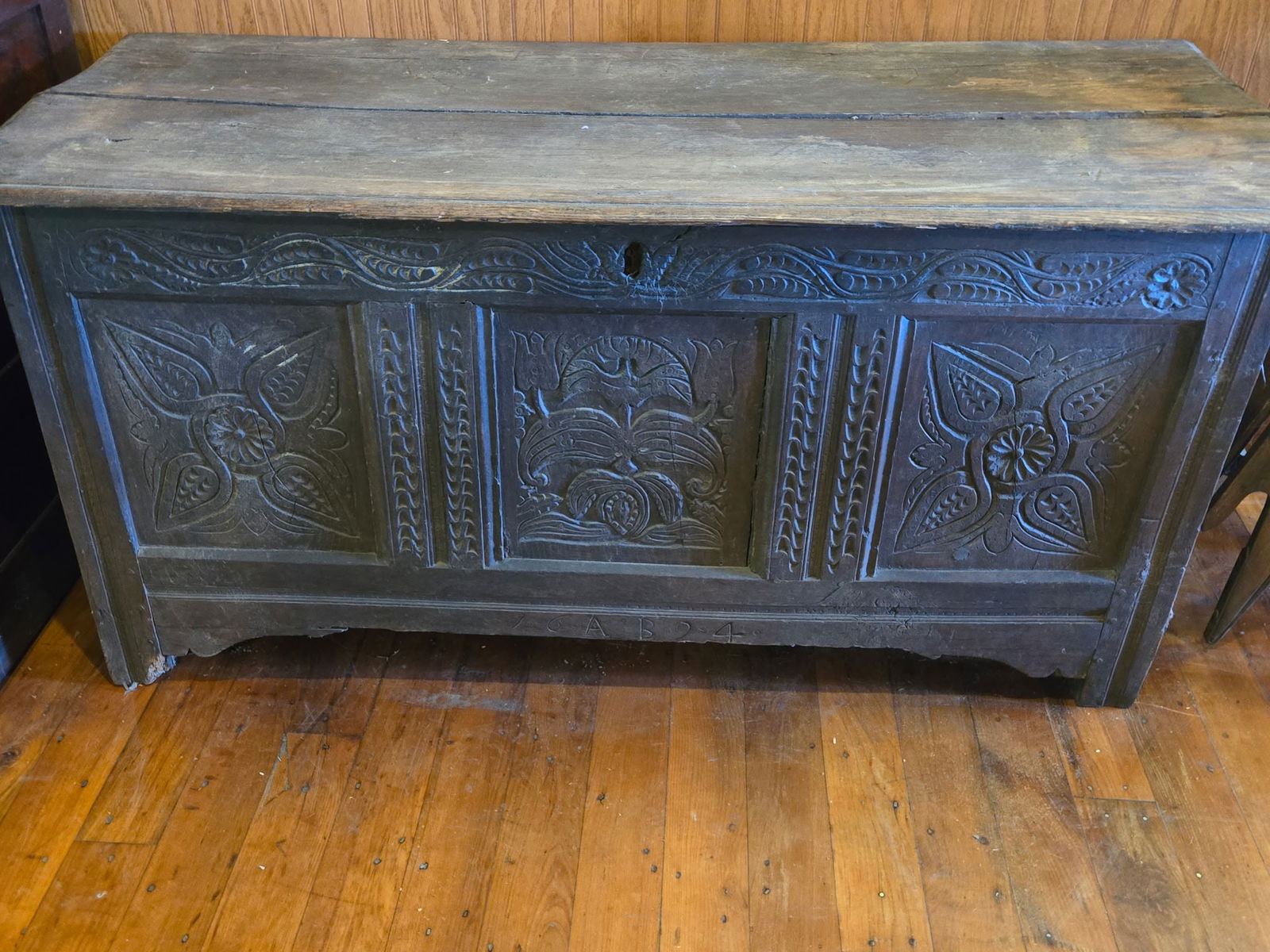Early Carved Blanket Chest (1 of 3)