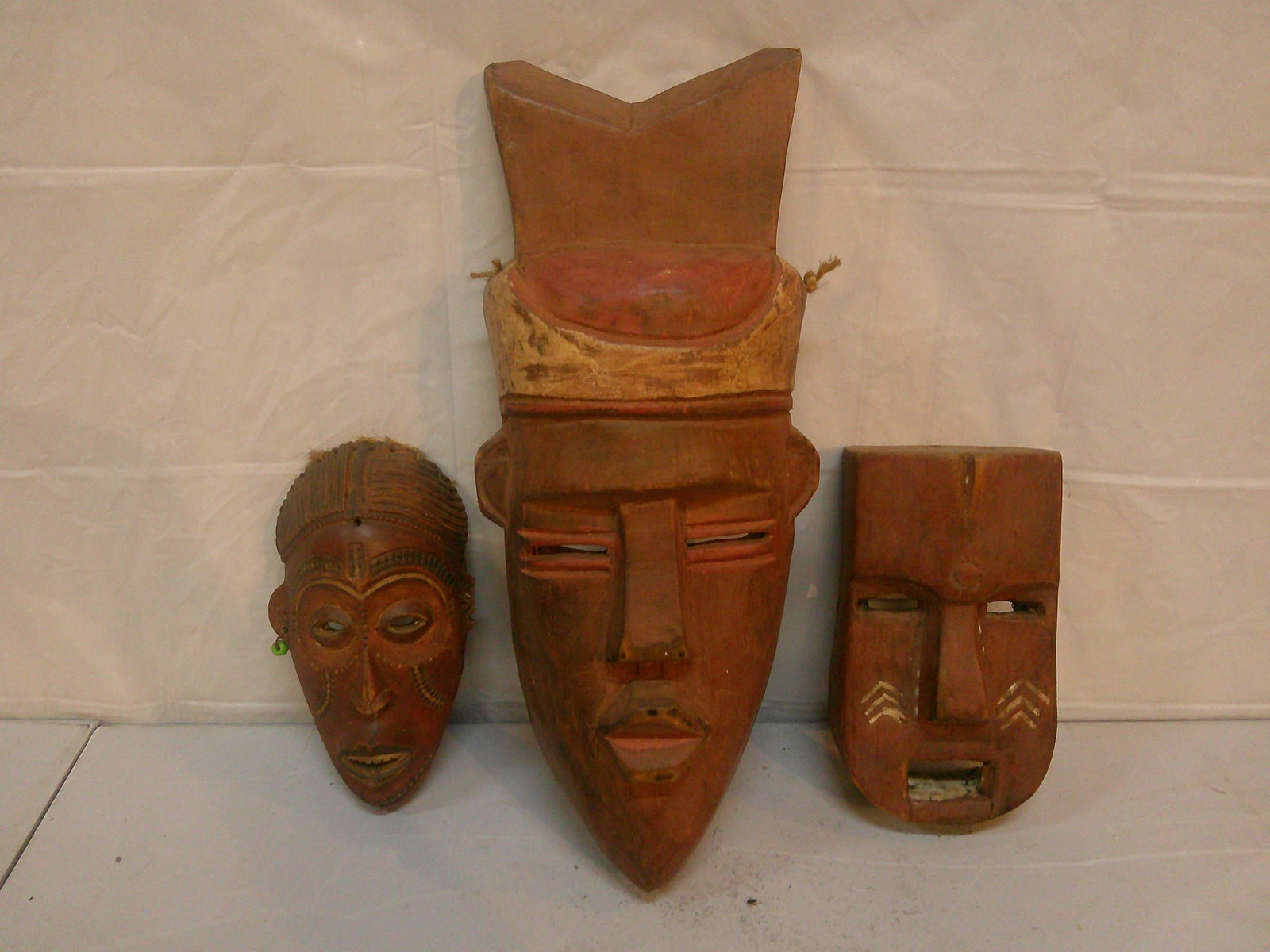 Lot of 3 African Hand Carved Wooden Masks: Lot of 3 African Hand Carved Wooden Masks